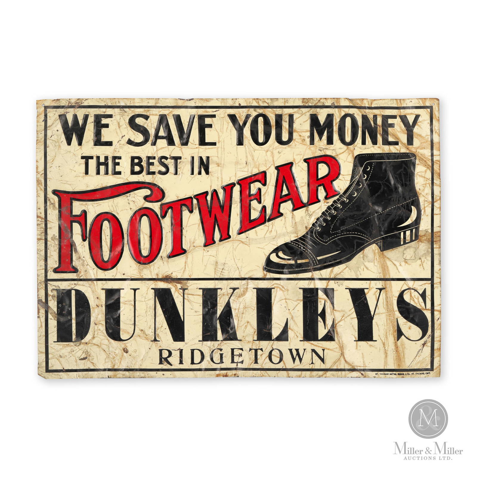 Dunkleys Footwear Ridgetown, Ontario Sign Auction