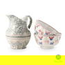 English Spongeware Pitcher & 2 Spongeware Bowls