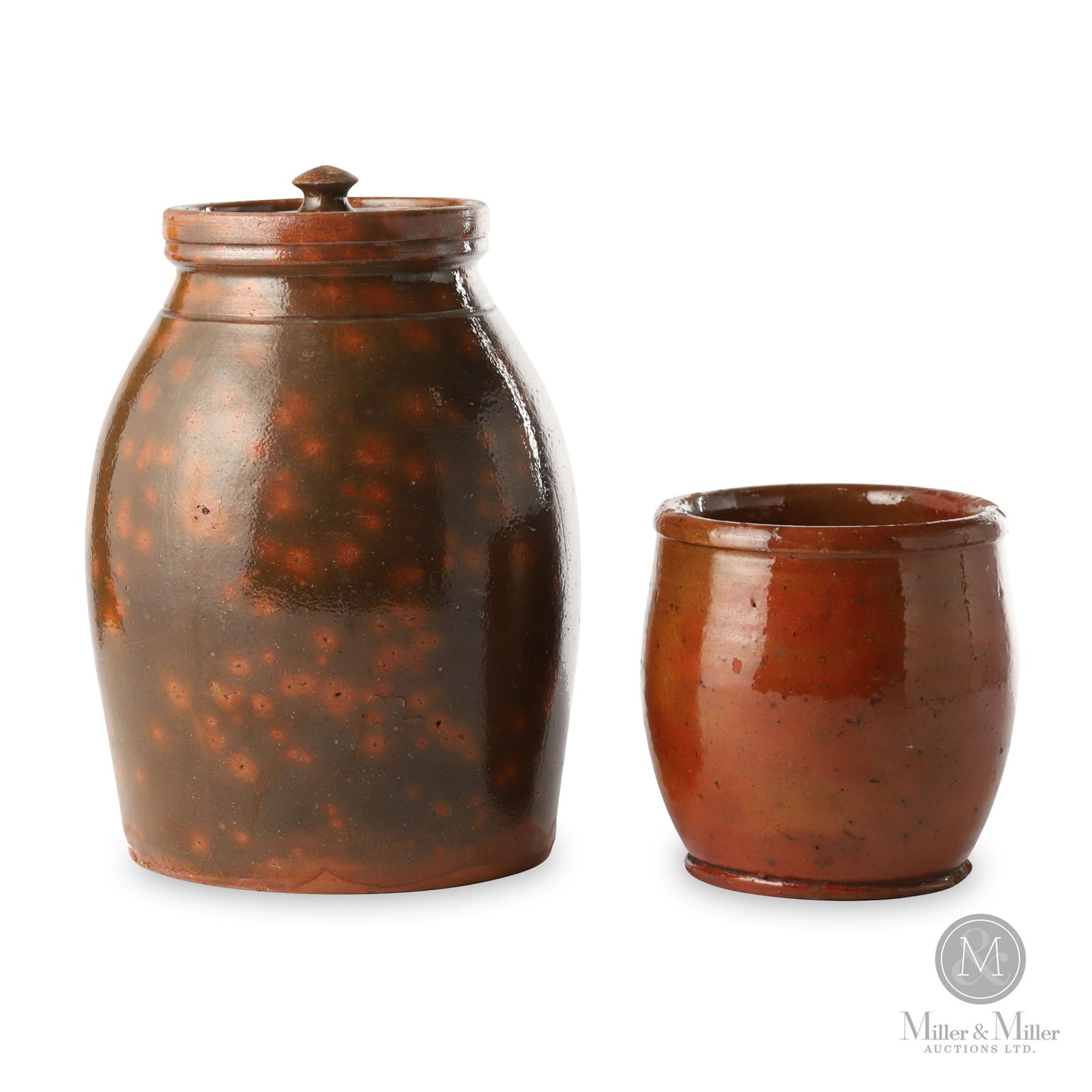 Two Redware Jars & Lid (1 of 8)