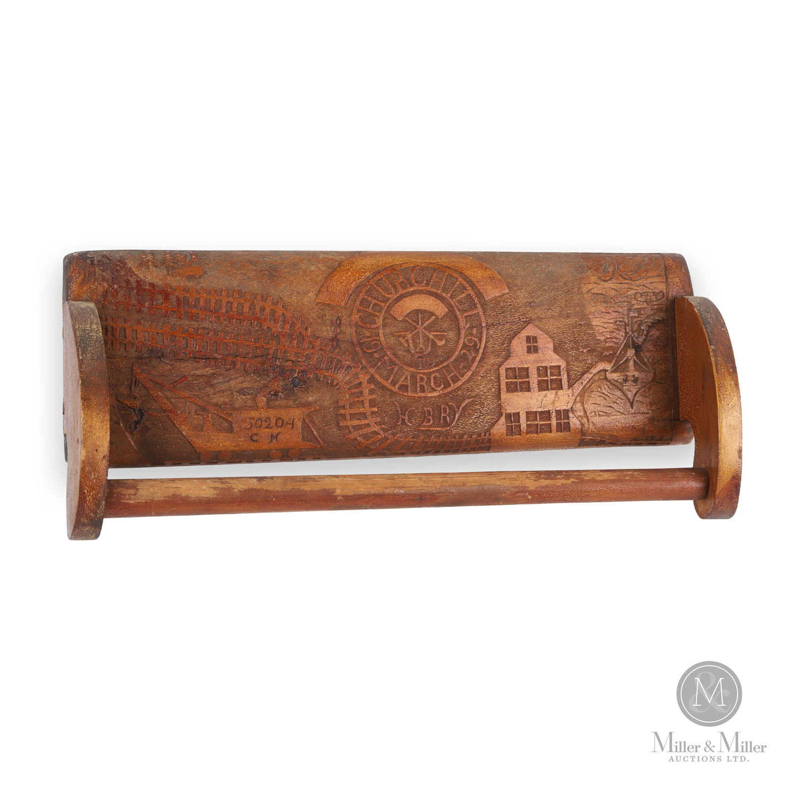 Unique Wooden Towel Rack Depicting Hudson Bay Railway (1 of 8)