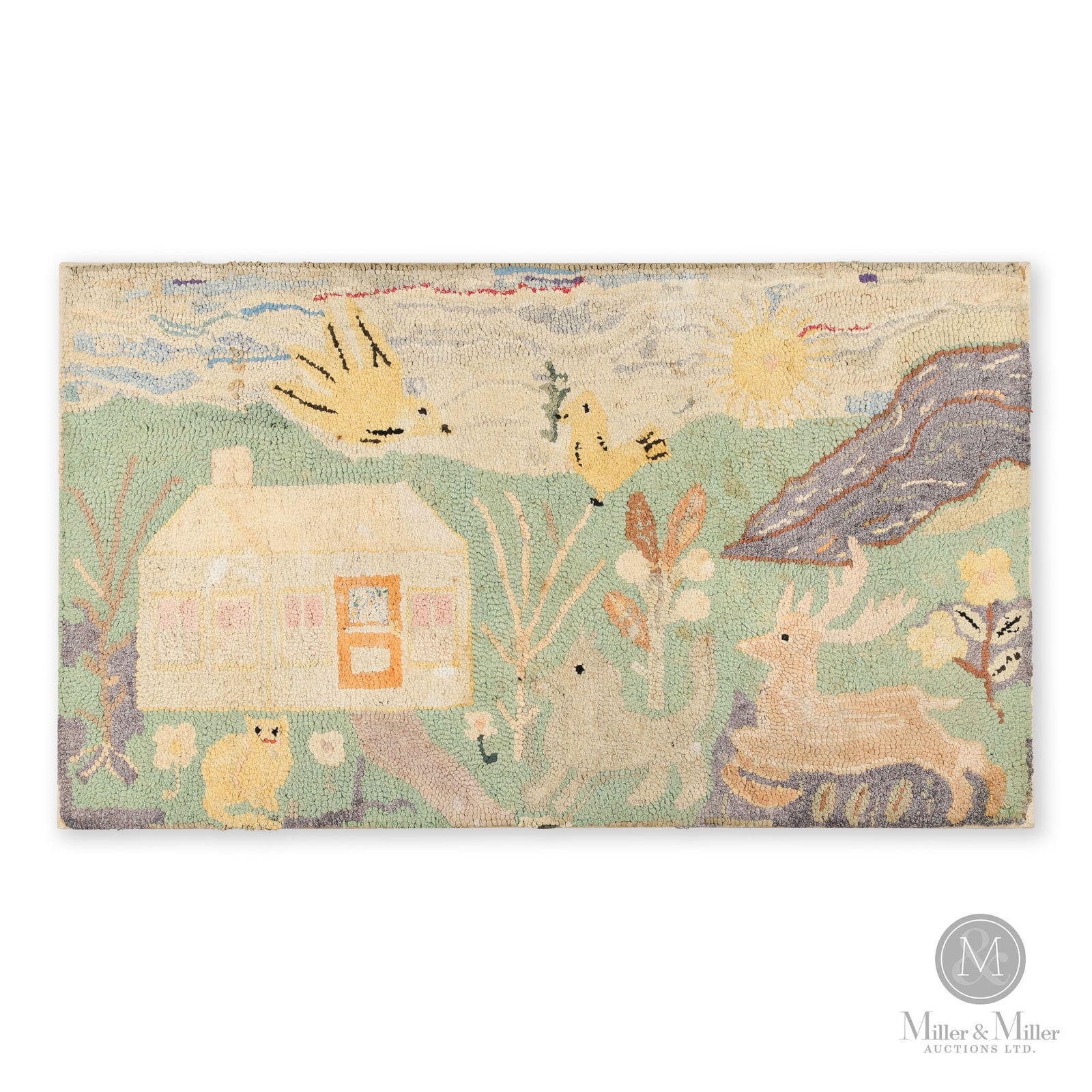 Hooked Rug of House & Animals (1 of 6)