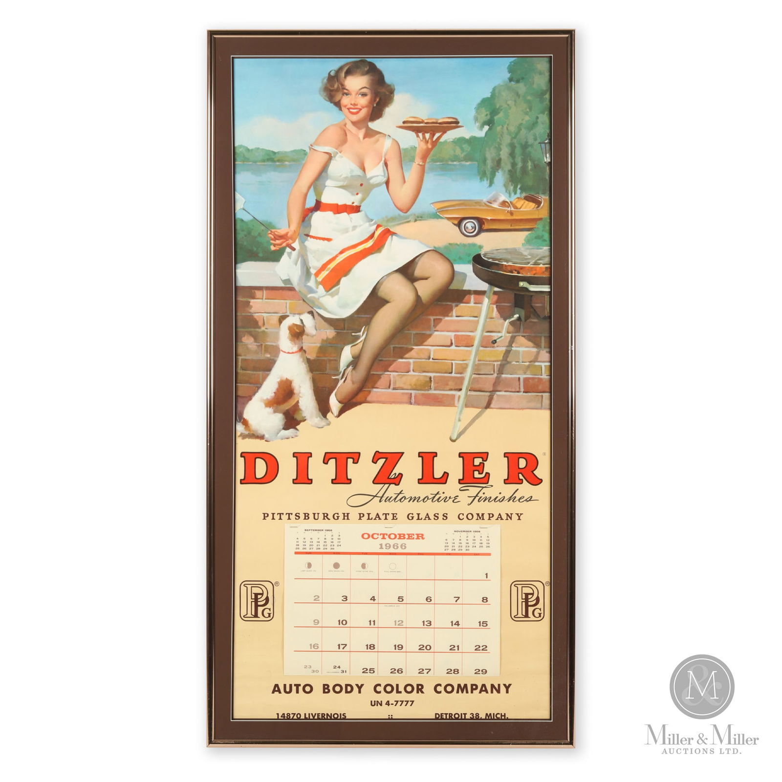 Large Ditzler Automotive Paint 1966 Pin-Up Calendar (1 of 4)