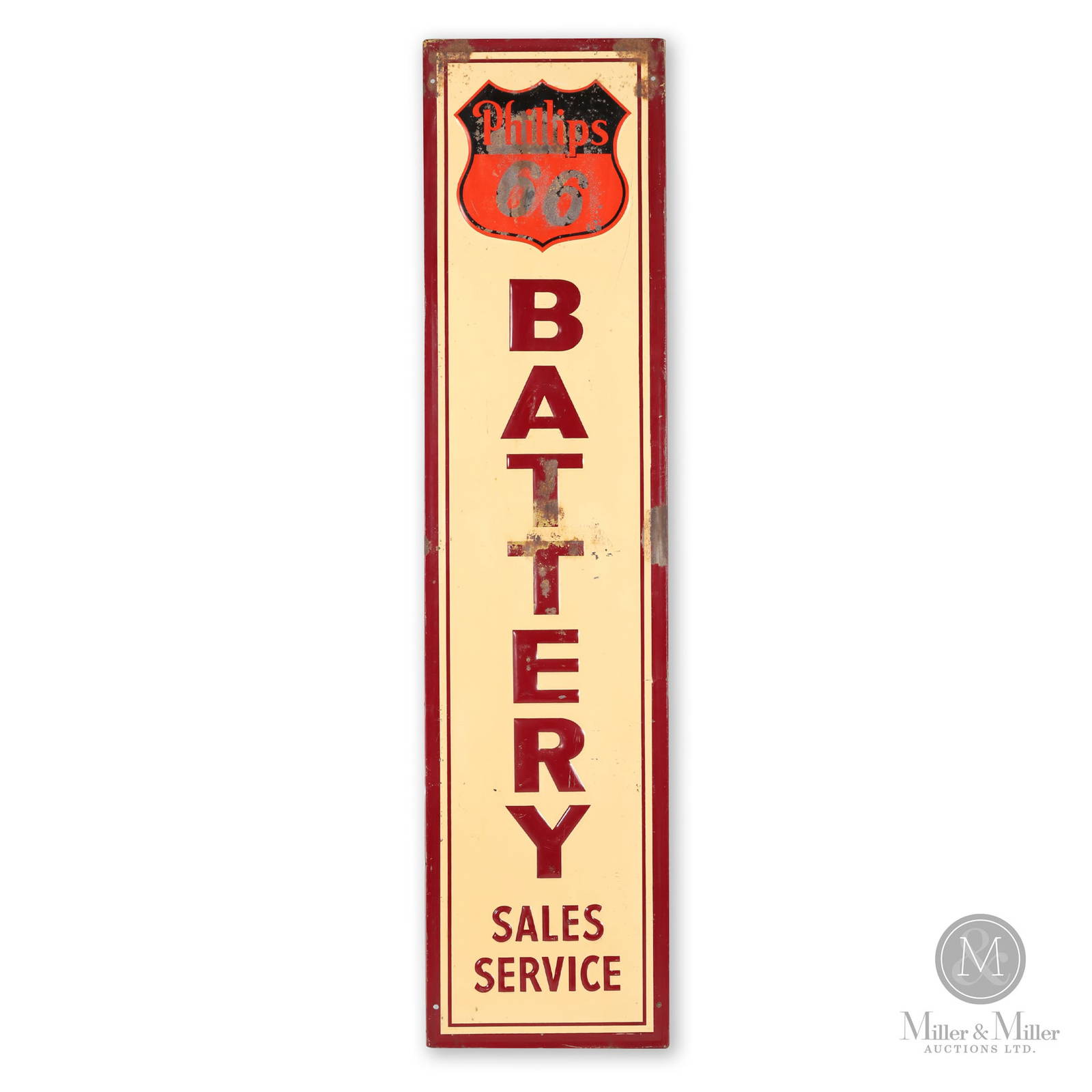 Phillips 66 Battery Sales & Service Vertical Sign Auction