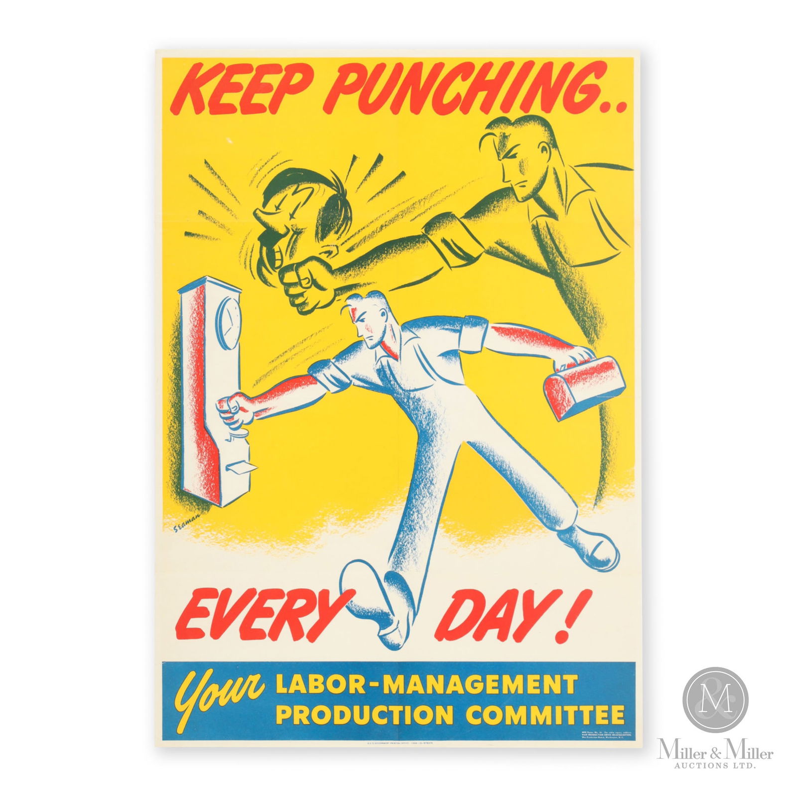 WWII U.S. Labor Management "Keep Punching" Poster (1 of 6)