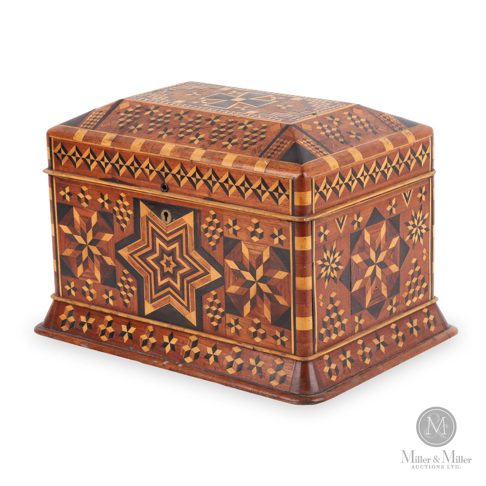 Maltese cross marquetry box (1 of 9)