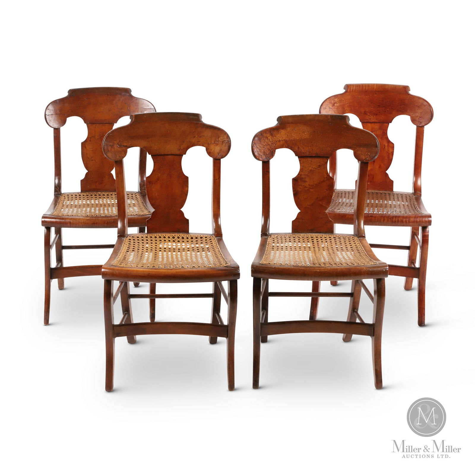 Set of 4 Ely figured maple chairs (1 of 10)