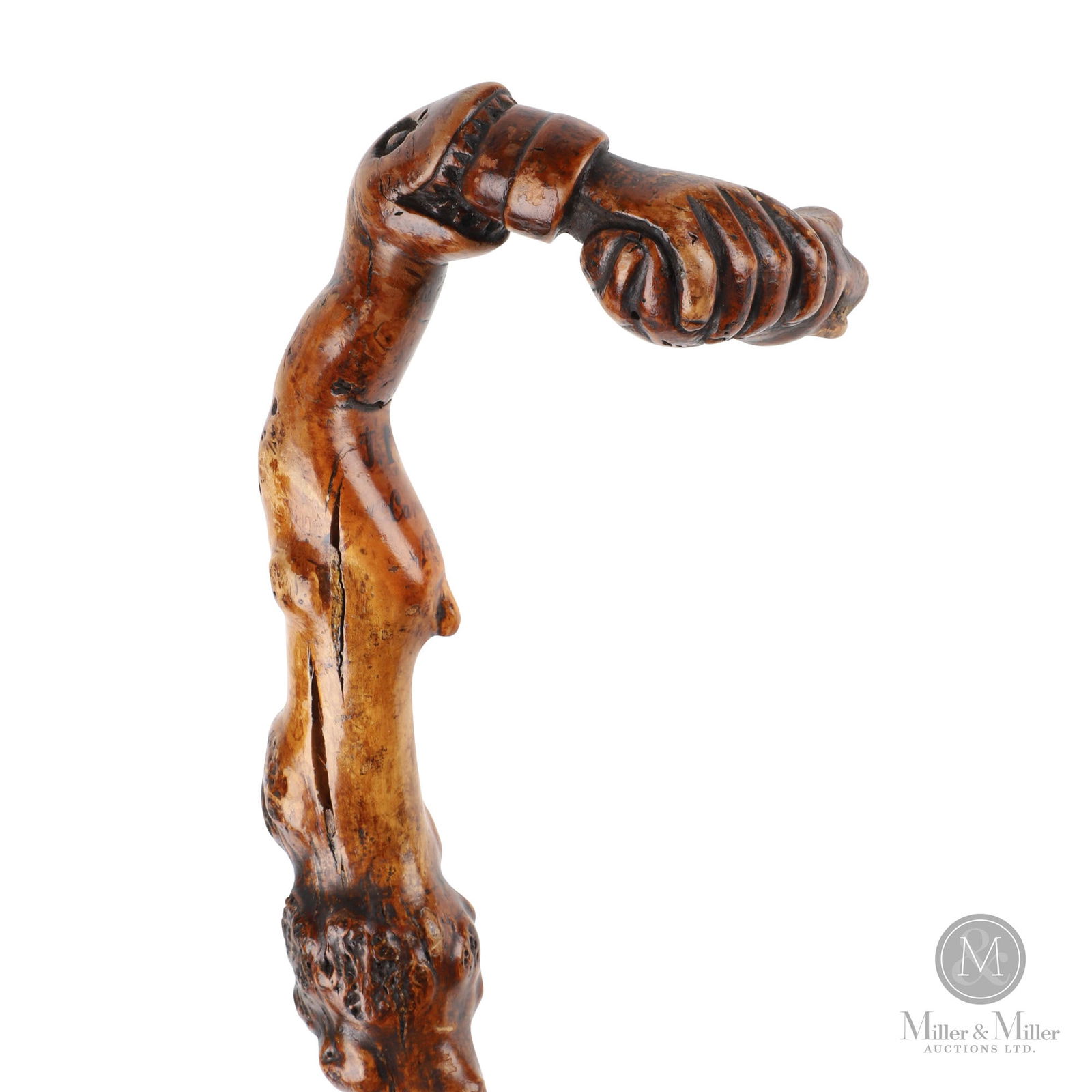 Whistle cane with snake head and gnarly shaft (1 of 10)