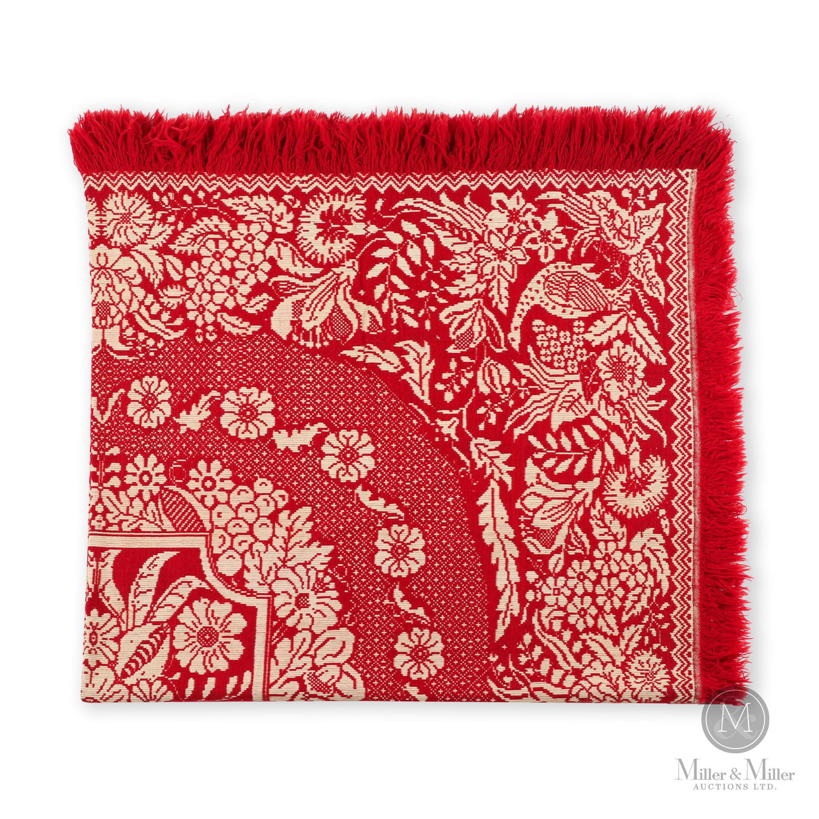 Red and white Jacquard coverlet (1 of 7)
