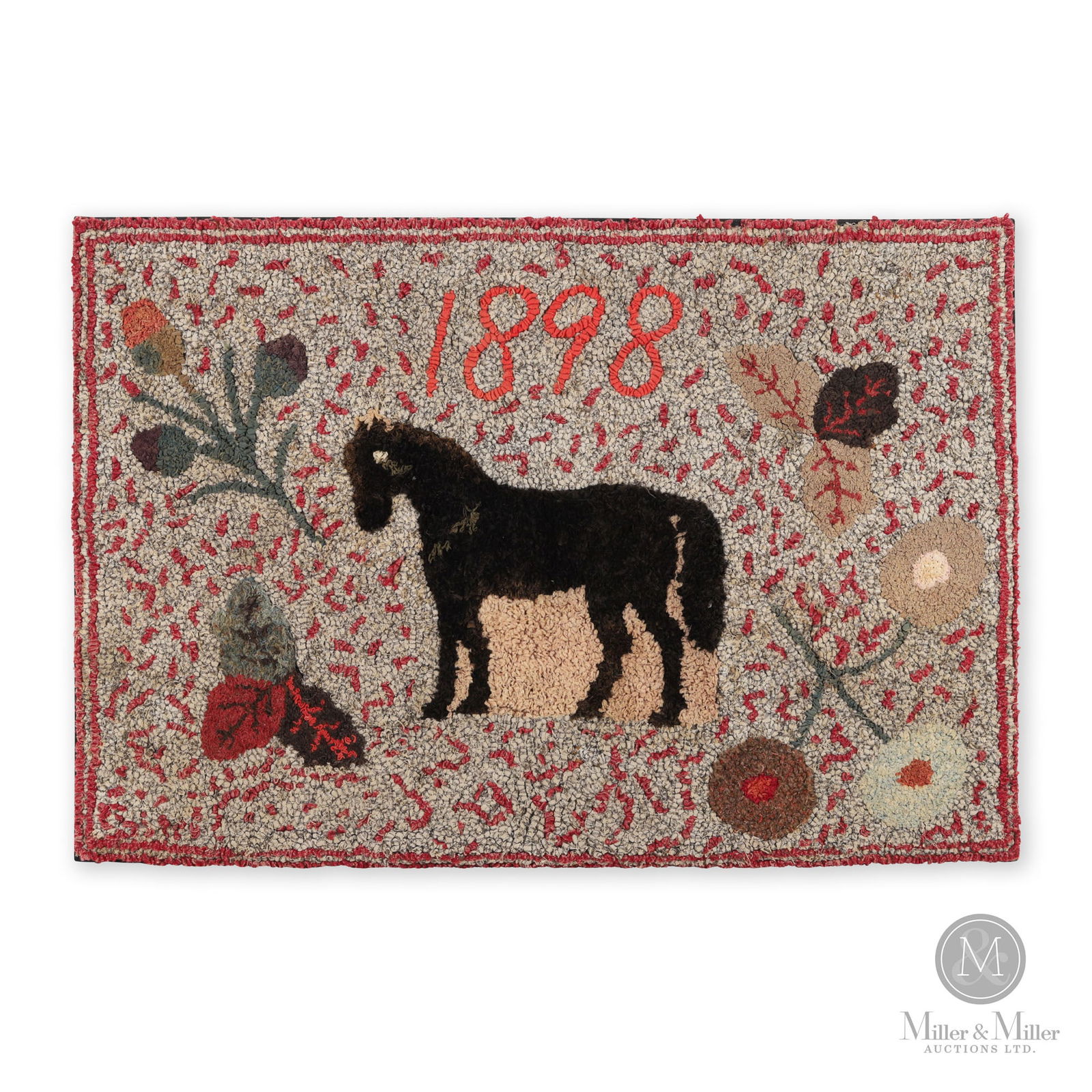 1898 "Horse in Paradise" hooked rug (1 of 4)