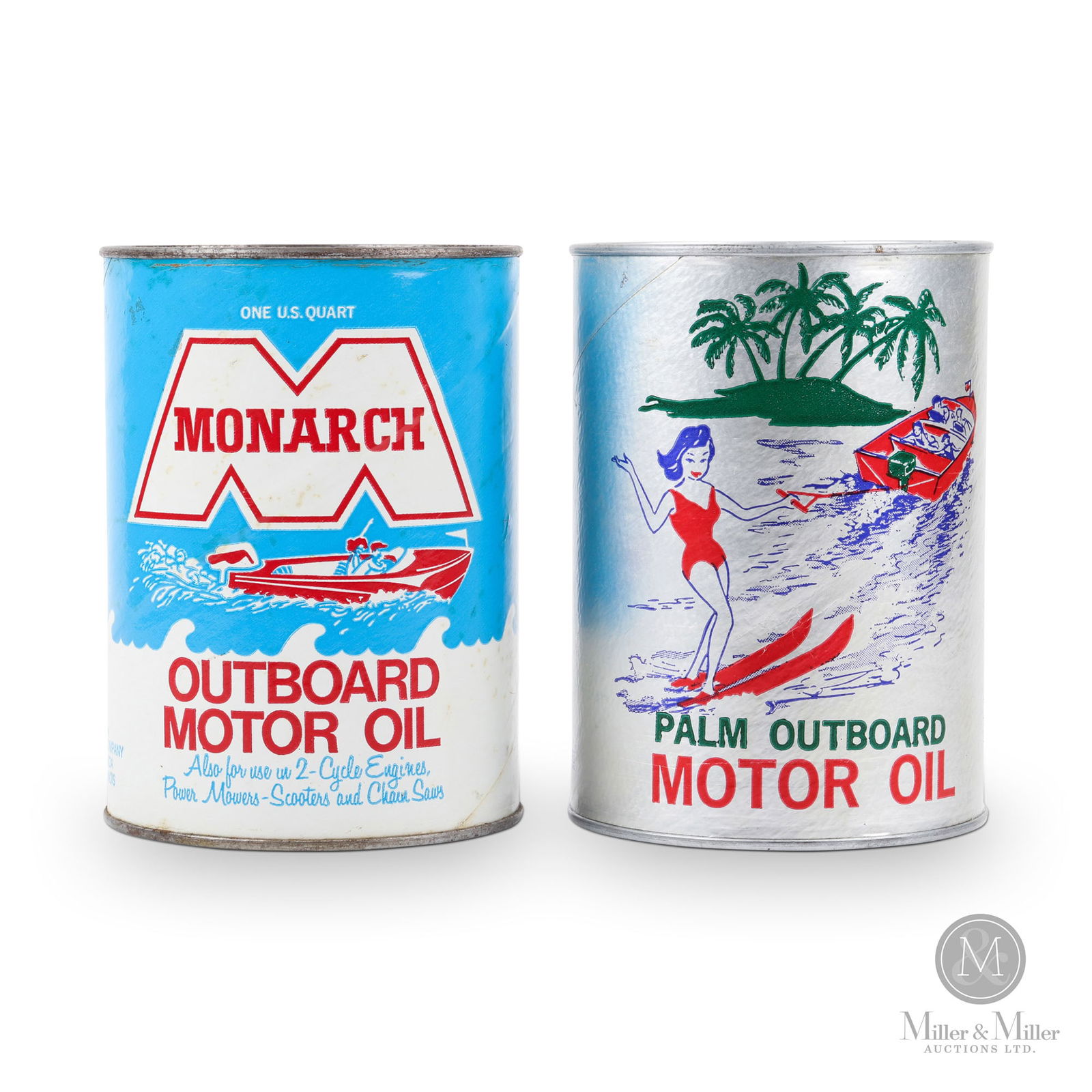 Palm & Monarch Outboard Motor Oil 1 U.S Quart Cans (1 of 9)