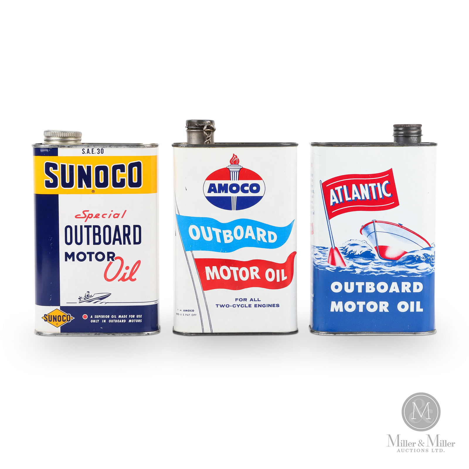 Amoco, Sunoco & Atlantic Outboard Motor Oil 1 U.S Quart Cans (1 of 10)
