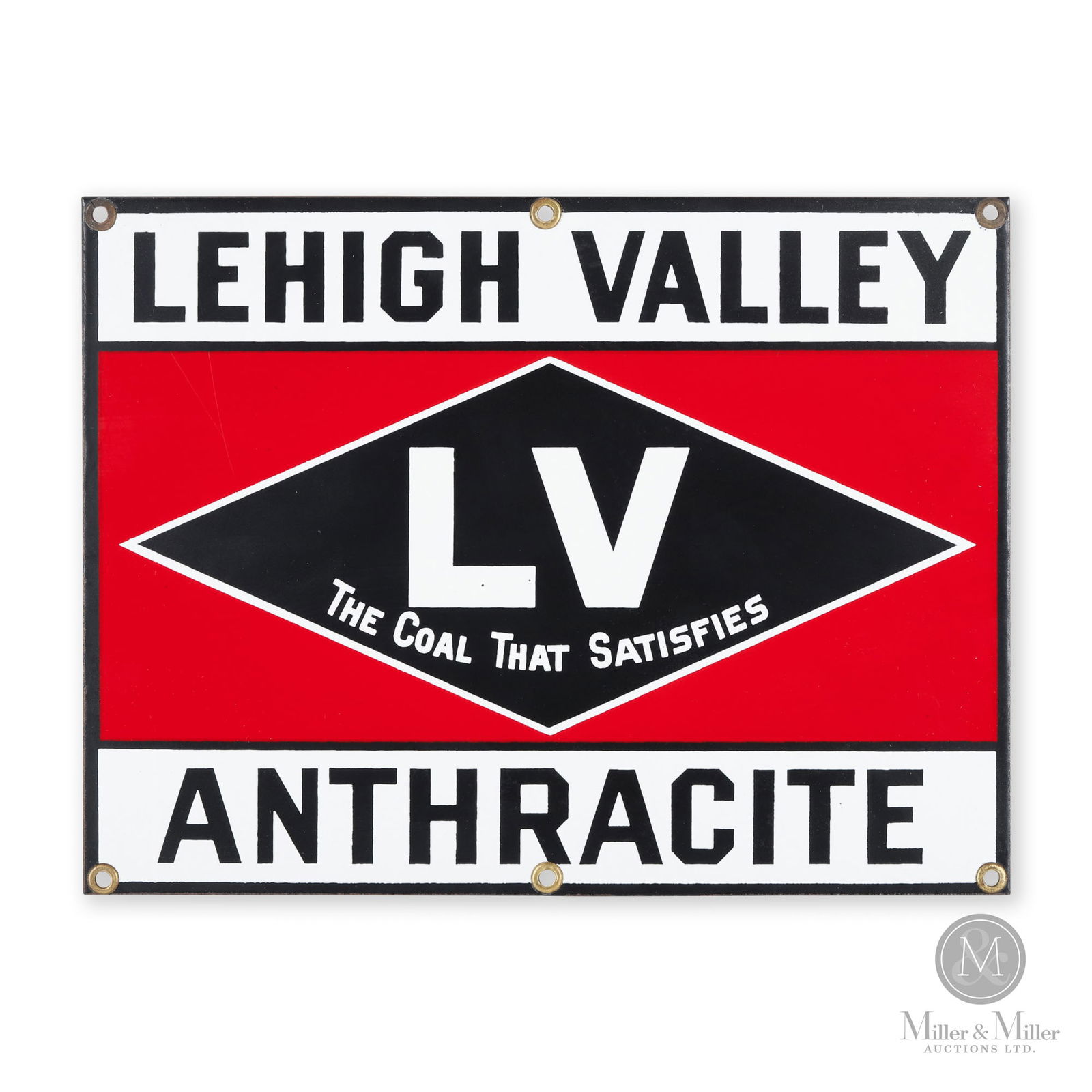 Lehigh Valley Anthracite Coal Sign: American. 1940s. Single-sided porcelain (SSP). 8.75" x 11.5". From the William Robert Wilson Collection.