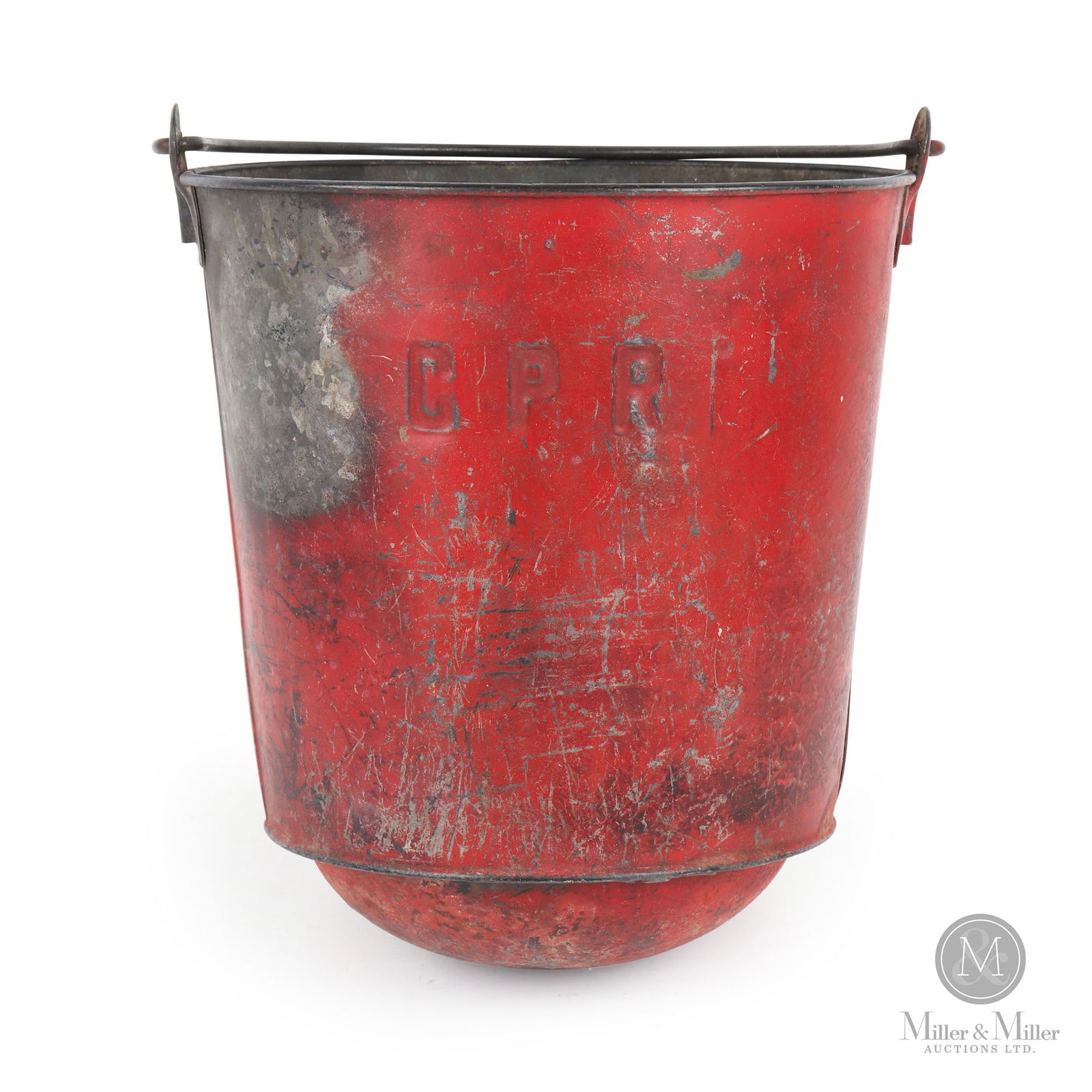 Canadian Pacific Railway Fire Bucket: Canadian. 1930s. Painted galvanized steel. 12" x 11" x 11". From the William Robert Wilson Collection.