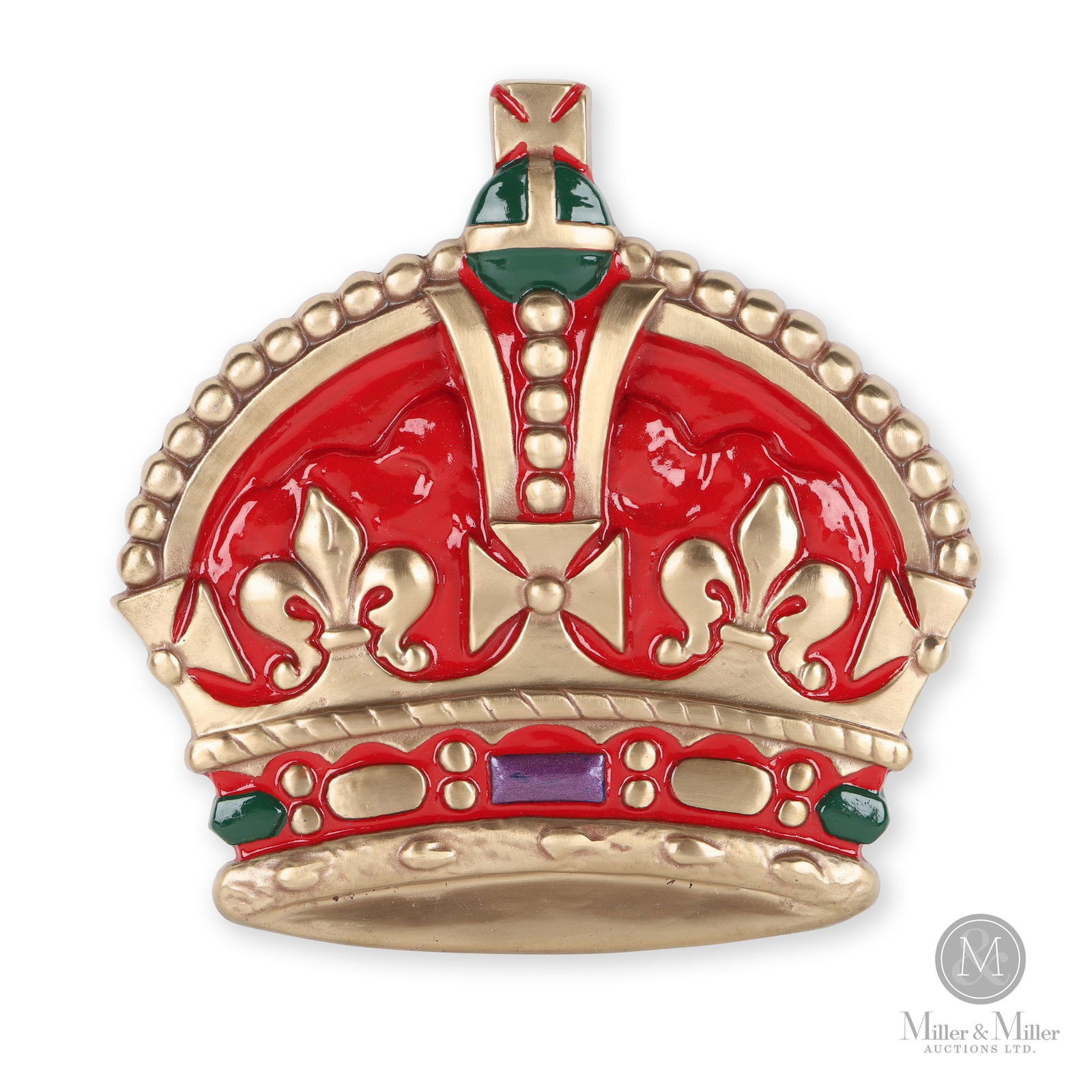 The Royal Hudson Brass Locomotive Plaque: Canadian. 1970s. Painted brass. A later casting. Possibly for commemorative purposes. Marked, "The Royal Hudson June 39", rear. 12" x 12" x 0.5". From the William Robert Wilson Collection.