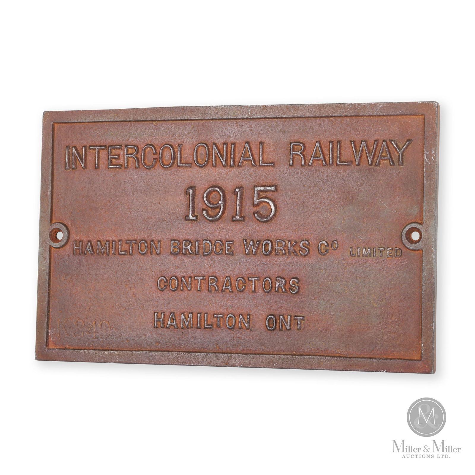 Hamilton Bridge Works Co. Intercolonial Railway 1915 Builder's Plate (1 of 5)