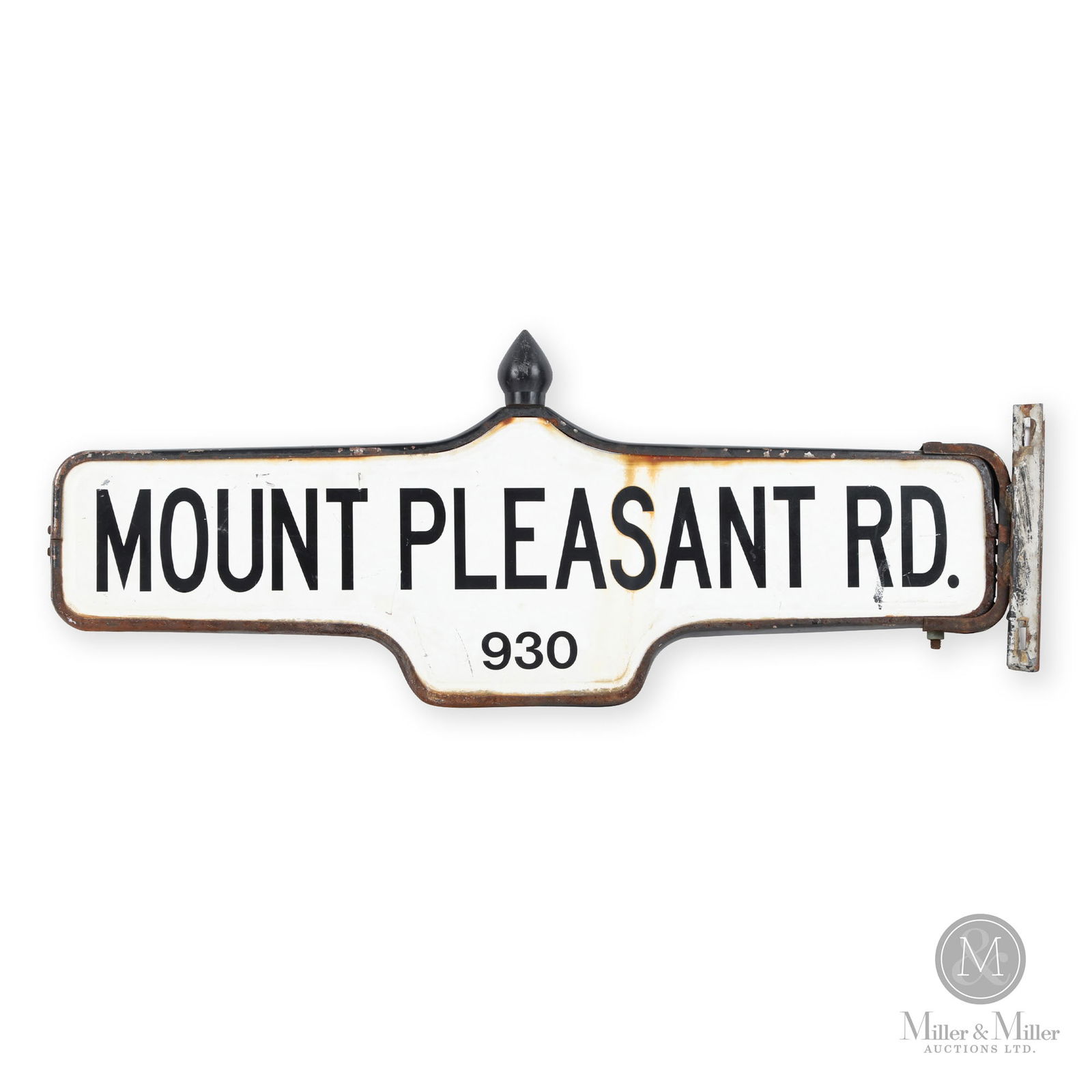 Mount Pleasant Toronto Street Sign: Canadian. 1960s. Two painted metal signs in one frame. 13" x 34" x 2.5". From the William Robert Wilson Collection.