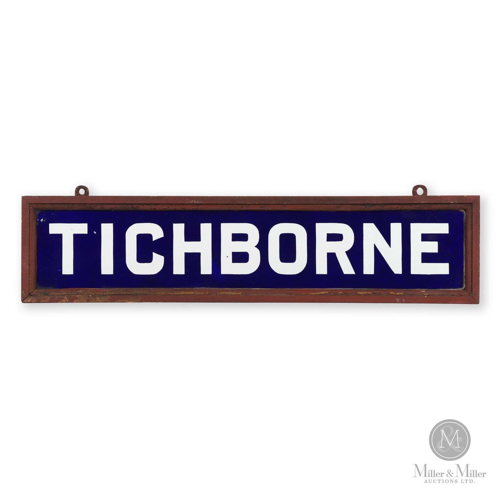Canadian Pacific Railway Tichborne Station Sign: Canadian. 1920s. Single-sided porcelain (SSP). 12.5" x 53.25" x 2". From the William Robert Wilson Collection.