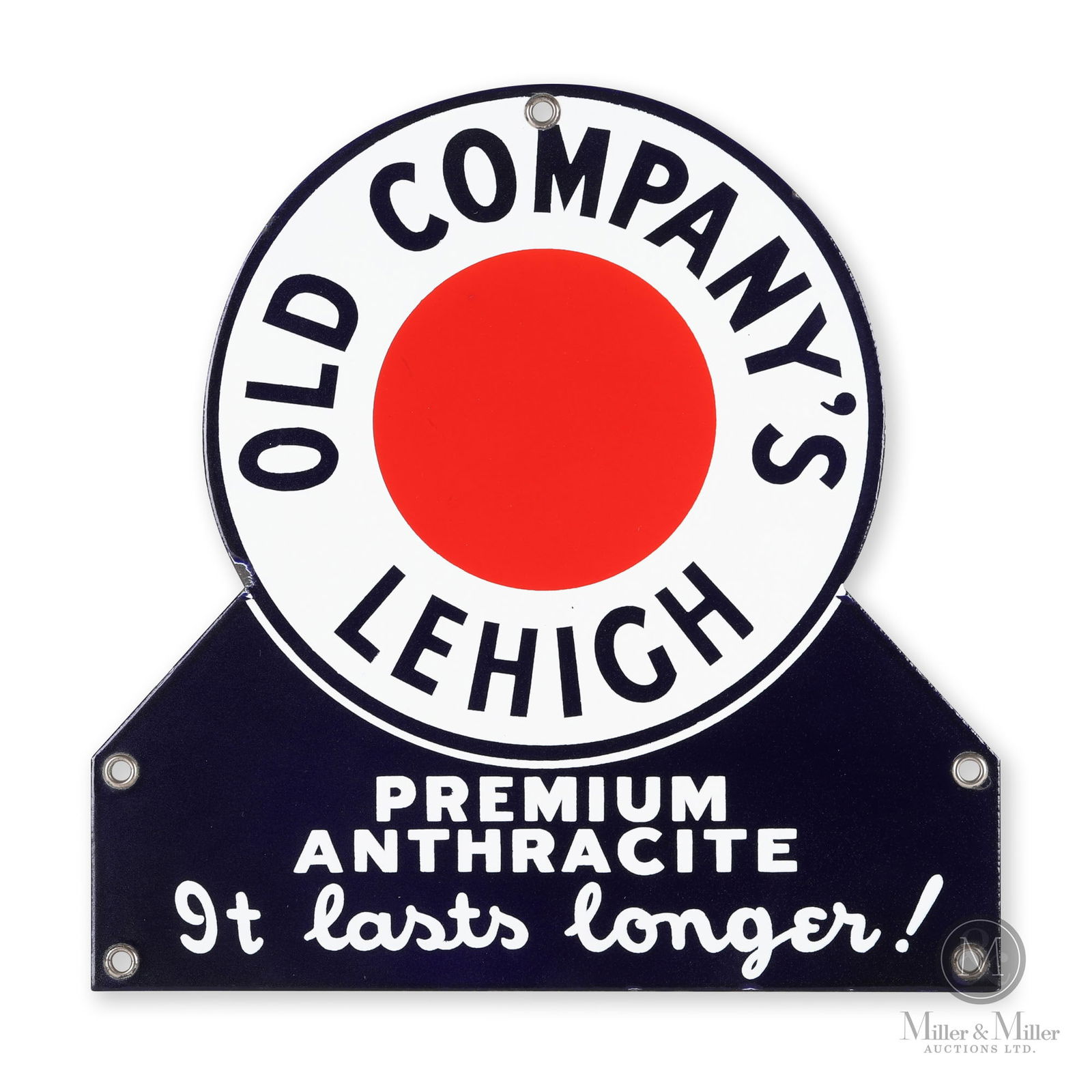 Old Company's Lehigh Anthracite Coal Sign: American. 1950s. Single-sided porcelain (SSP). 12" x 12". From the William Robert Wilson Collection.