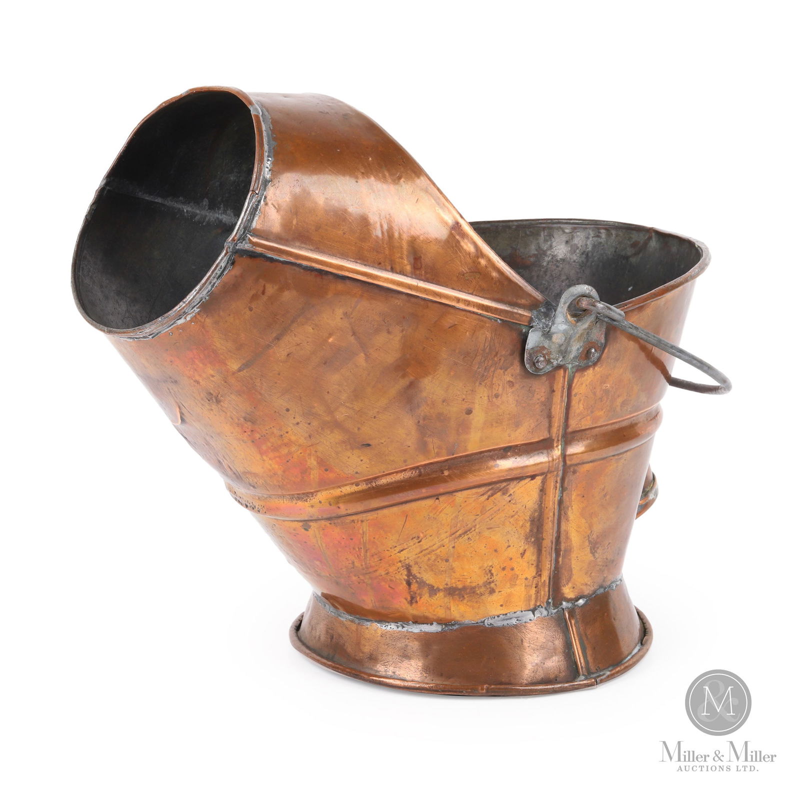 Canadian Pacific Railway Coal Scuttle: Canadian. 1920s. Copper. Tagged, "CPR", top rear. 13.5" x 15" x 11". From the William Robert Wilson Collection.