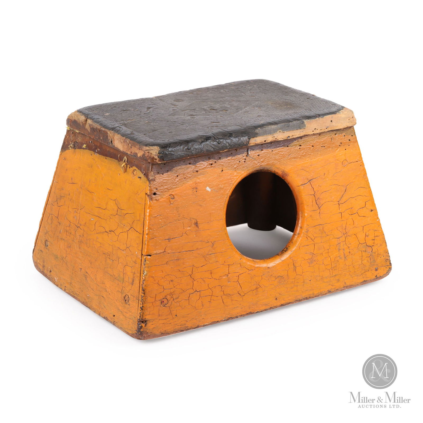 Canadian Pacific Railway Trainmen's Step Box: Canadian. 1920s. Painted wood with gutta-percha tread. Stamped, "CPR", in diamond on tred. 9.75" x 16" x 12". From the William Robert Wilson Collection.