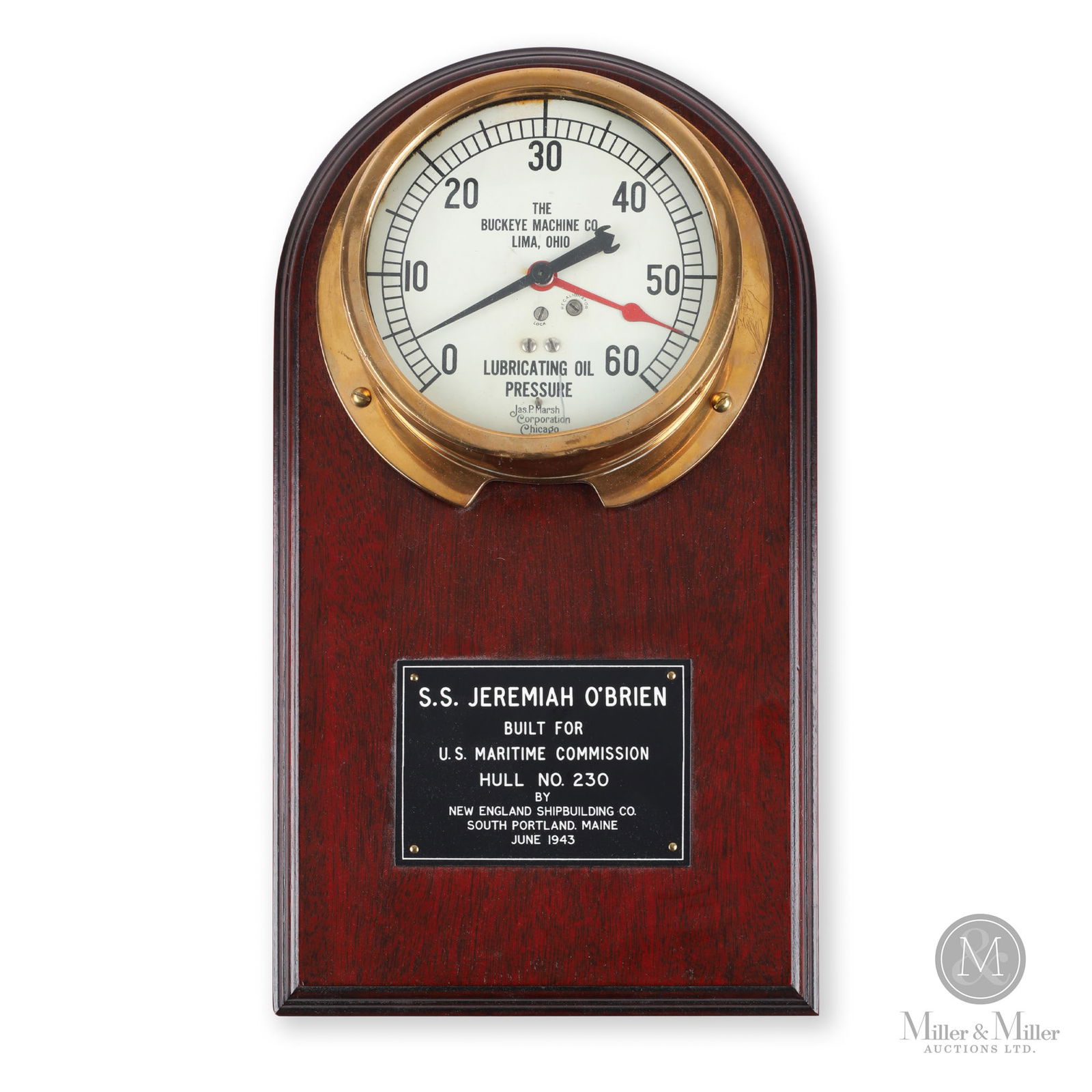 Buckeye Machine Co. S.S. Jeremiah O'Brien Oil Pressure Gauge (1 of 7)