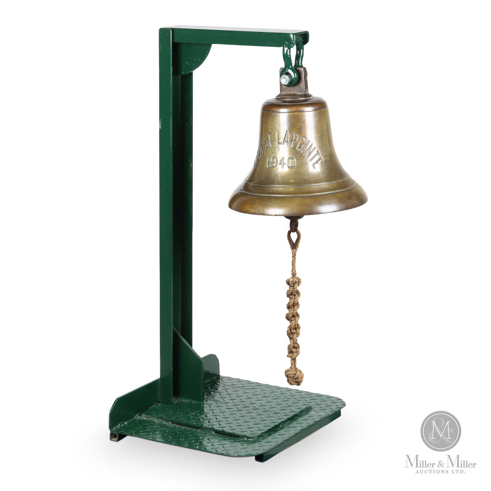 Canadian Coast Guard CCGS Ernest LaPointe 1940 Ships Bell: Canadian. 1940s. Brass. This historic Canadian ship currently resides in the Maritime Museum of Quebec where it has been on display since 1980. 13.75" Dia x 13". From the William Robert Wilson Collect