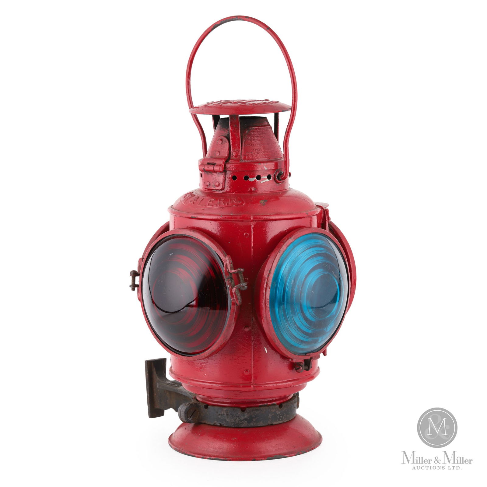 Adlake Chatham, Wallaceburg & Lake Erie Railroad Lantern: Canadian. 1920s. Painted metal case. Marked, "The non sweating Adlake Lamp Chicago C.W & L.E. R. R.", on frame. Marked, with patent dates to 1907. 15.5" x 8" x 8". From the William Robert Wilson Colle