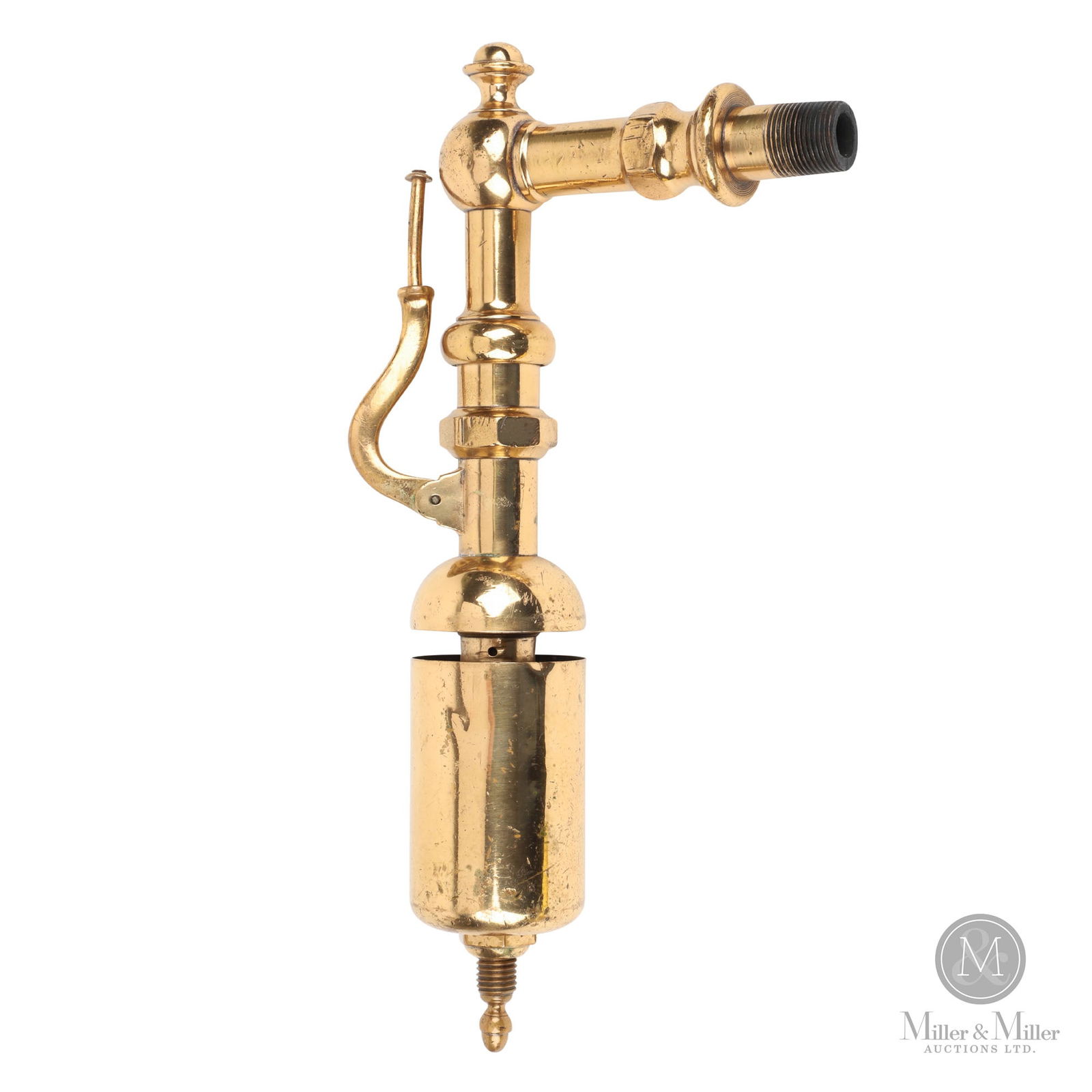 Steamboat 2 1/2 Inch Steam Whistle: American. 1930s. Brass. 14.5" with 2.5" bell and 0.75" inlet. From the William Robert Wilson Collection.