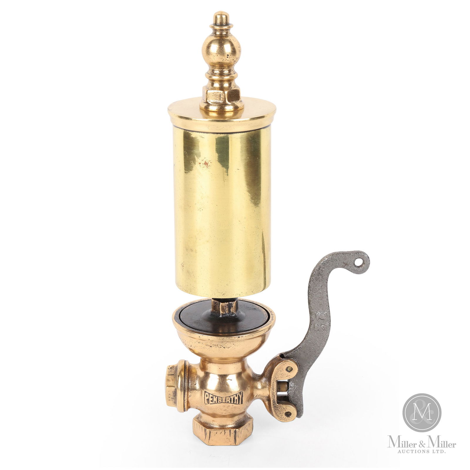 Penberthy 2 1/2 Inch Steam Whistle: Canadian. 1930s. Brass. 11.5" with 2.5" bell and 0.75" inlet. From the William Robert Wilson Collection.
