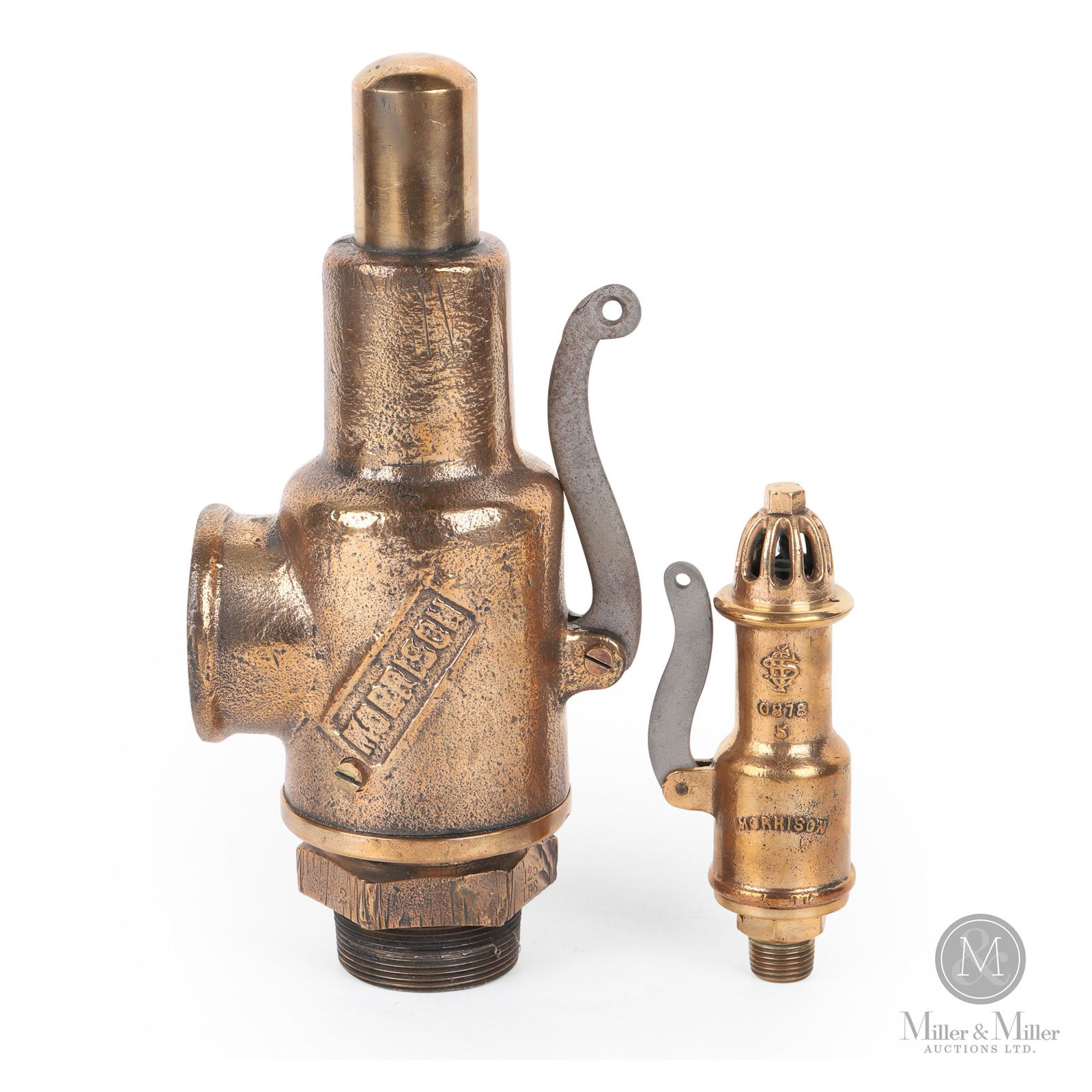 Morrison, Toronto Pressure Release Valve: Canadian. 1920s. Brass. 11.5" x 5.5" x 3.5" and 6.25" x 2.5" x 2". From the William Robert Wilson Collection.