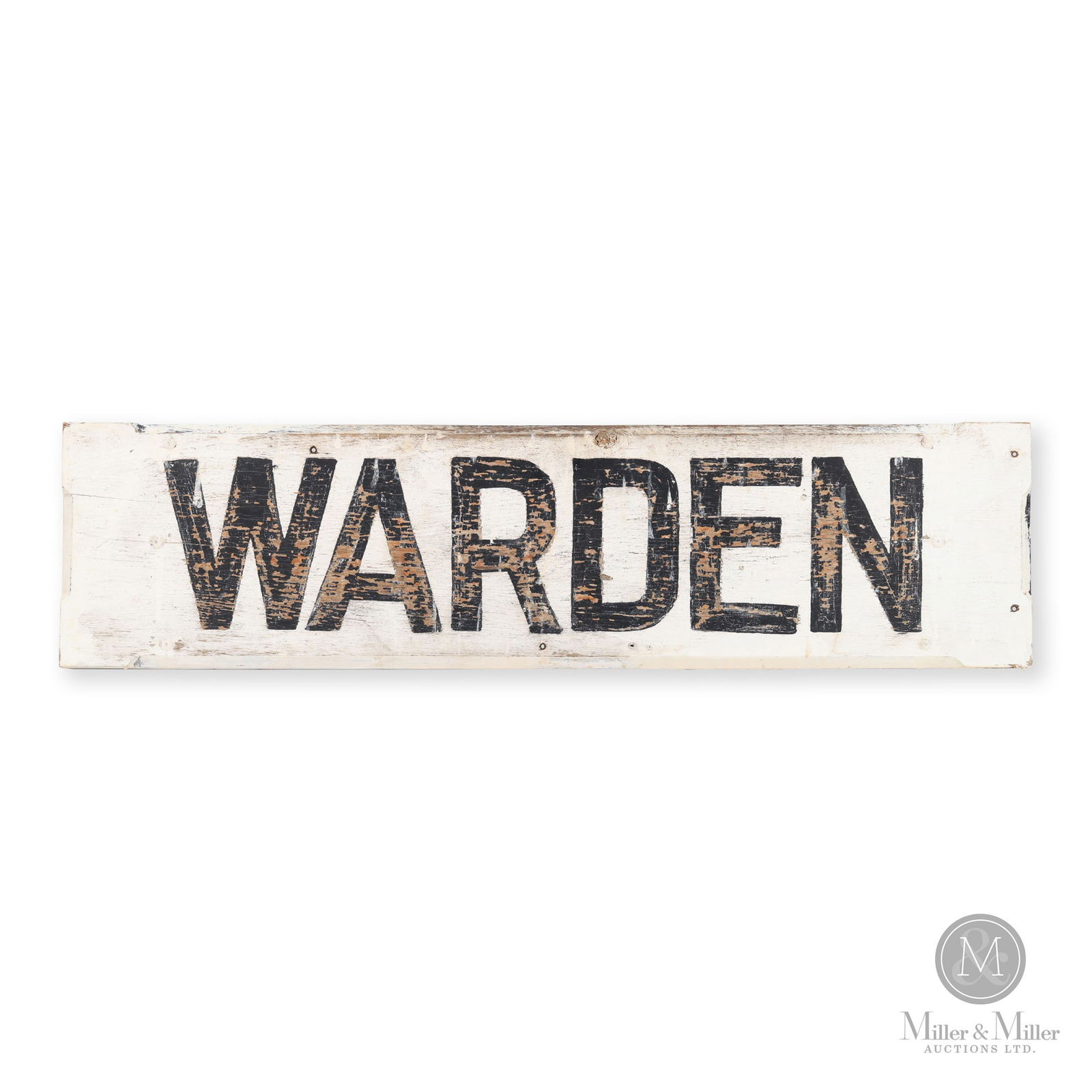Canadian National Railway Warden Station Sign: Canadian. 1920s. Single-sided painted wood. From Warden, Alberta station. 11" x 44" x 1.5". From the William Robert Wilson Collection.