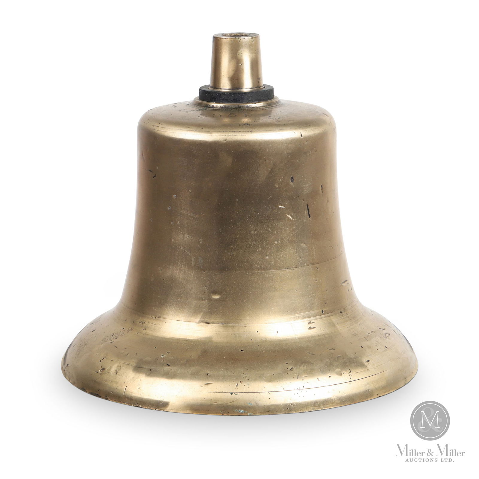 Locomotive 15" Bell: Canadian. 1920s. Brass. Stamped, "3359", on the top of the bell. 12" height. 15" bell Dia. From the William Robert Wilson Collection.