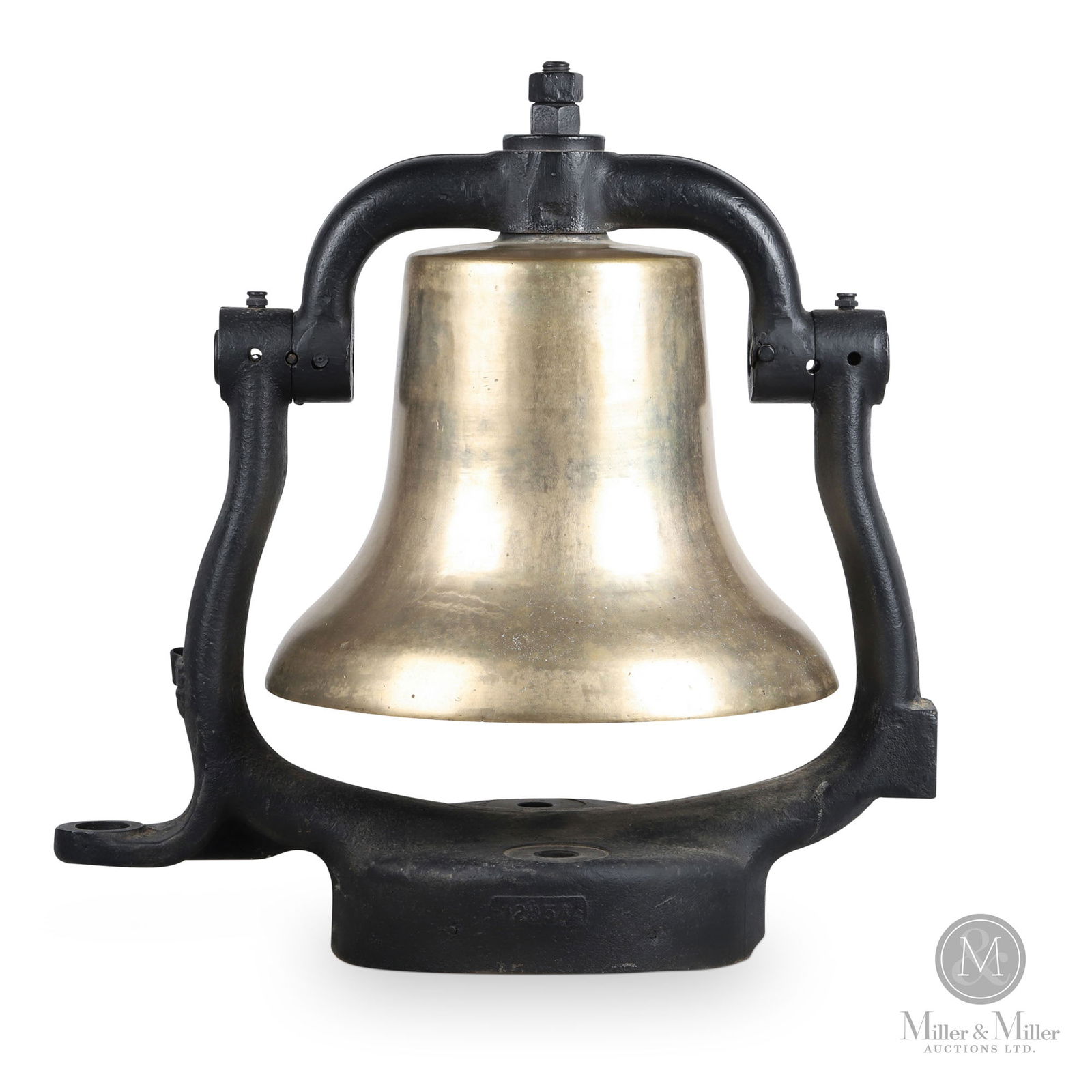 Canadian National Railway 18 Inch Locomotive Bell: Canadian. 1920s. Cast bronze bell with cast iron hardware. Stamped, "CNR", on top of bell. Stamped, "12054", on underside of base. 14" x 18" Dia. From the William Robert Wilson Collection.