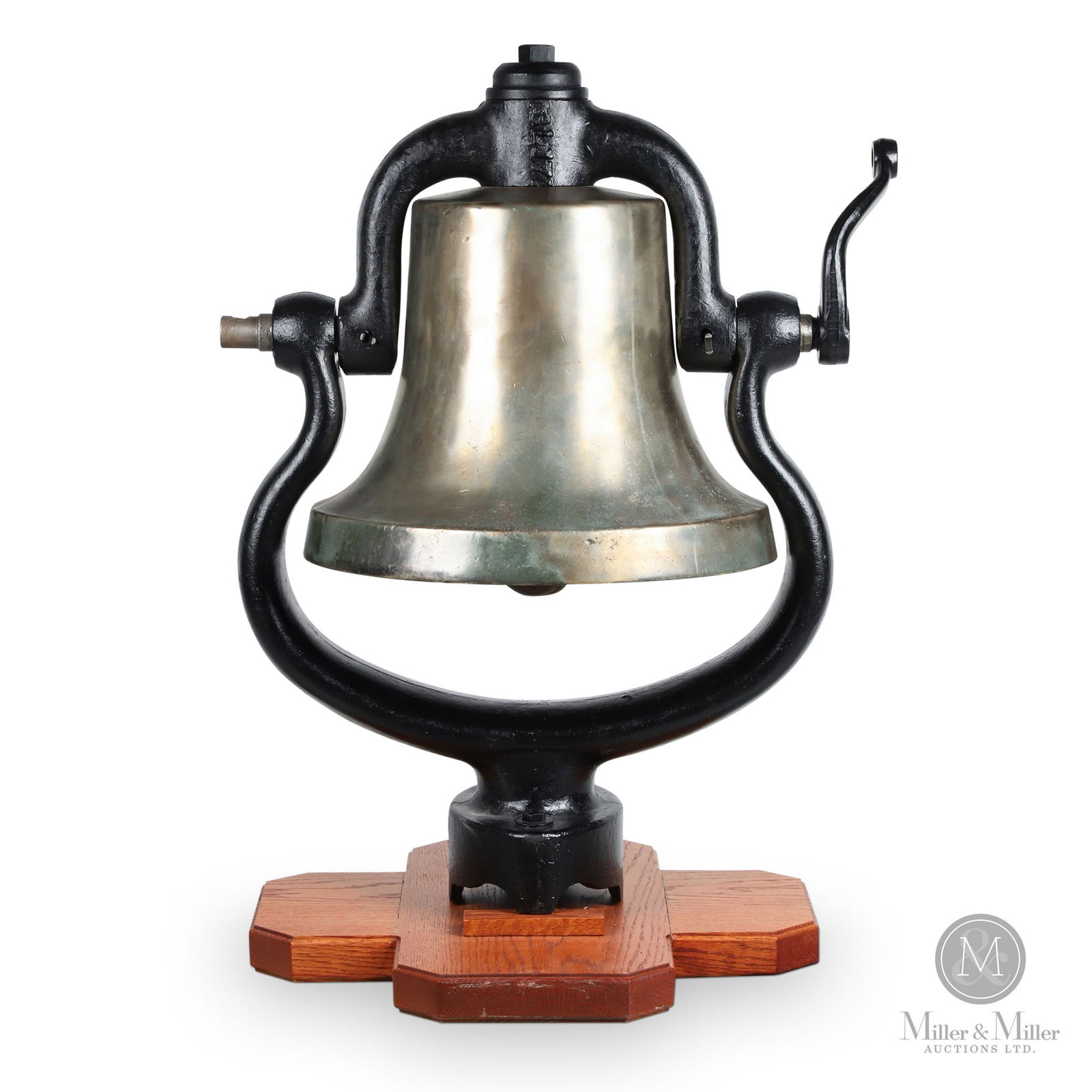 Canadian Pacific Railway 16" Locomotive Bell: Canadian. 1930s. Cast bronze bell on painted cast hardware. Marked, "16L171", in casting mark on harp. 12" x 16" Dia. From the William Robert Wilson Collection.