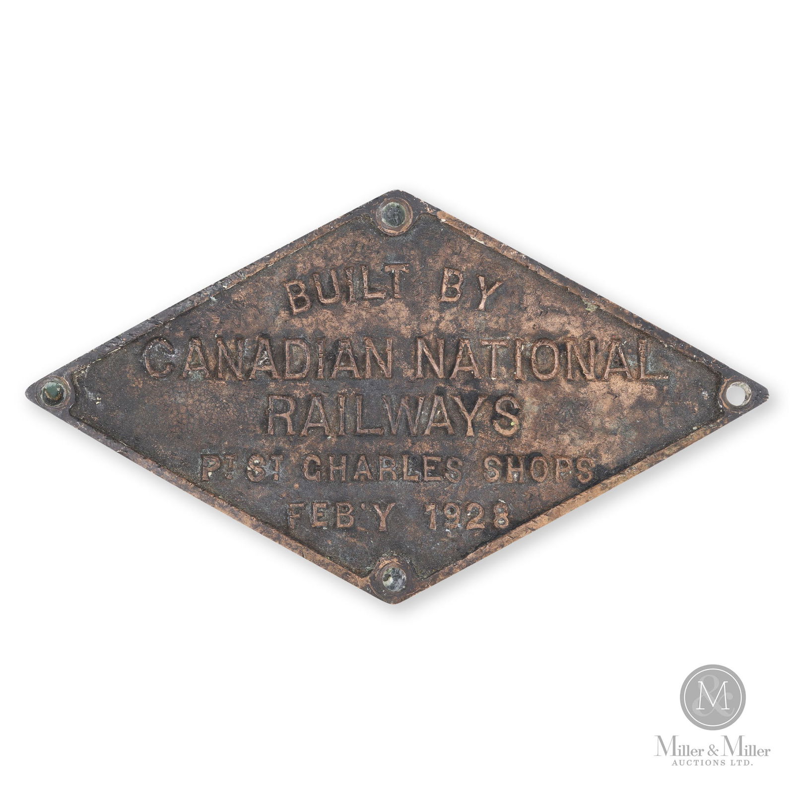 CNR St. Charles Shops 1928 Builder's Plate (1 of 4)