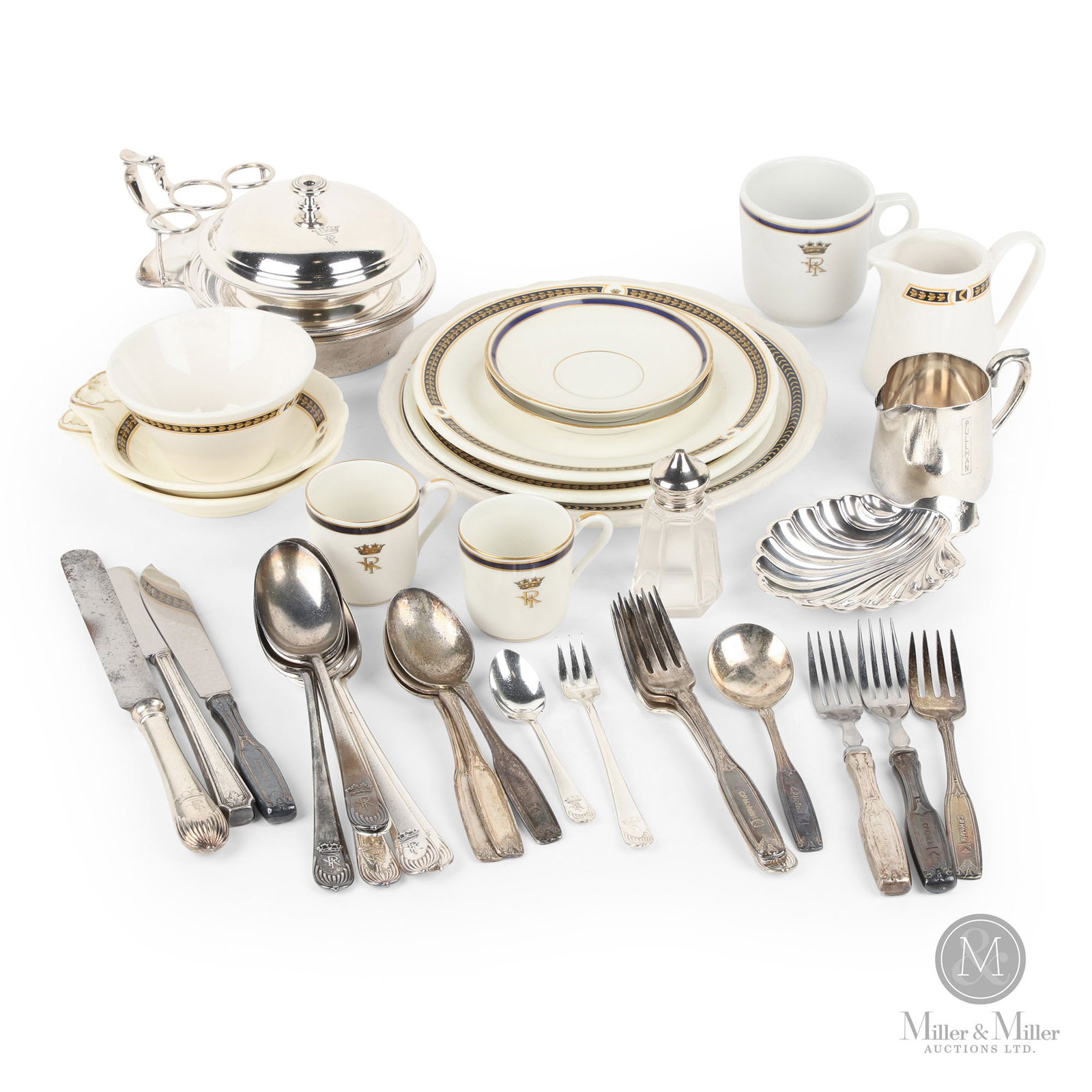 CP Hotels Ware, CP Royal York Ware, and Montebello Plate: Canadian. Early 20th Century. Porcelain. Silverware. Includes; CP Royal York Ware: Butter dish and Seasoning Compliment dish, butter dish, two sherbet dishes, two demi cups and saucers, salt and peppe
