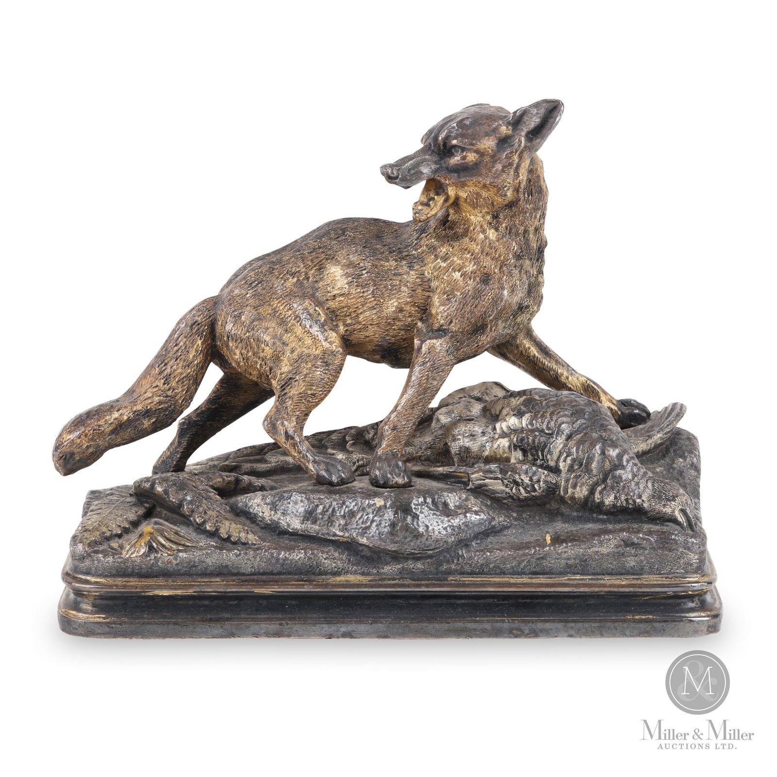 Bronze Fox with Prey Statue (1 of 6)