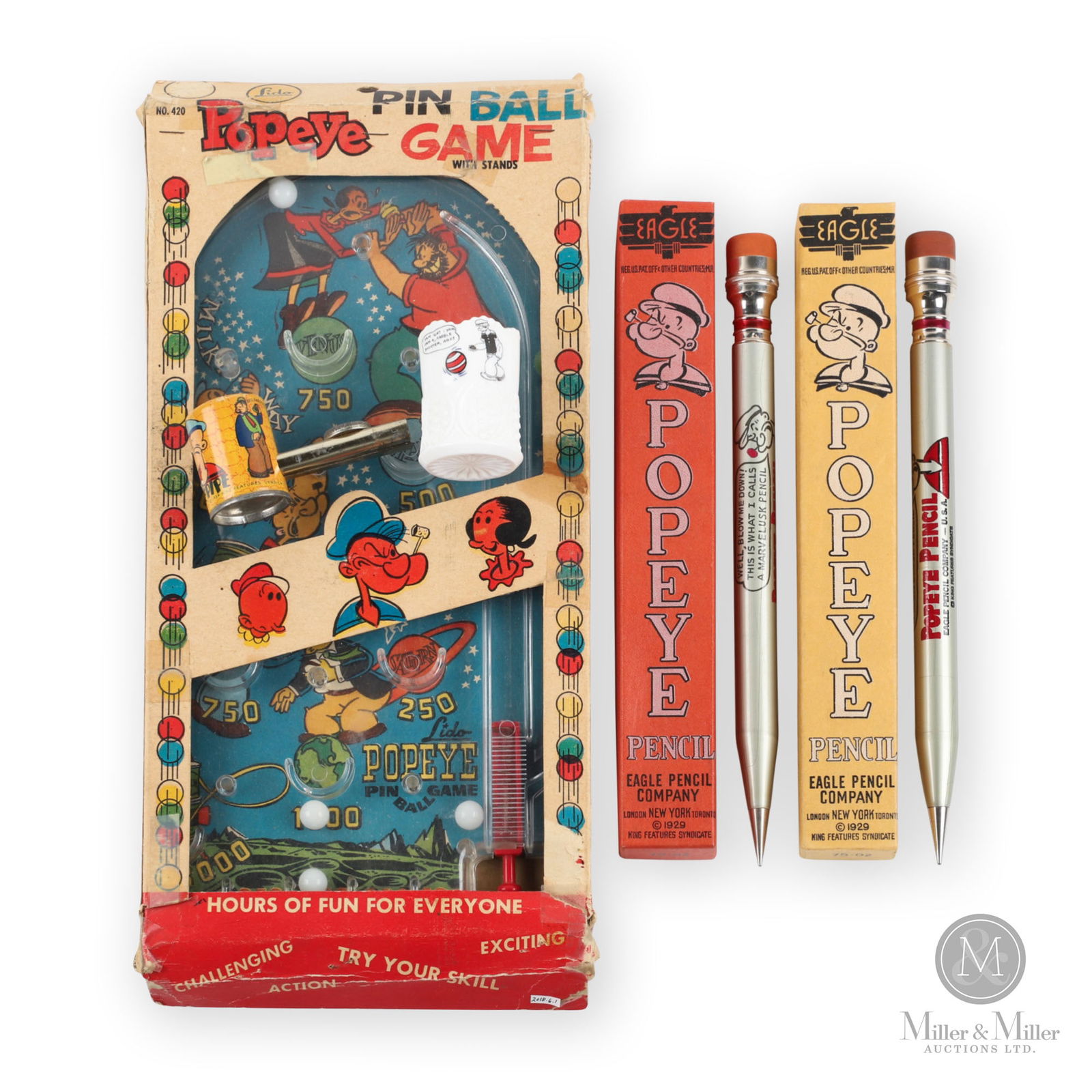 Popeye Pinball Game, Pencils, & Kazoo (1 of 18)