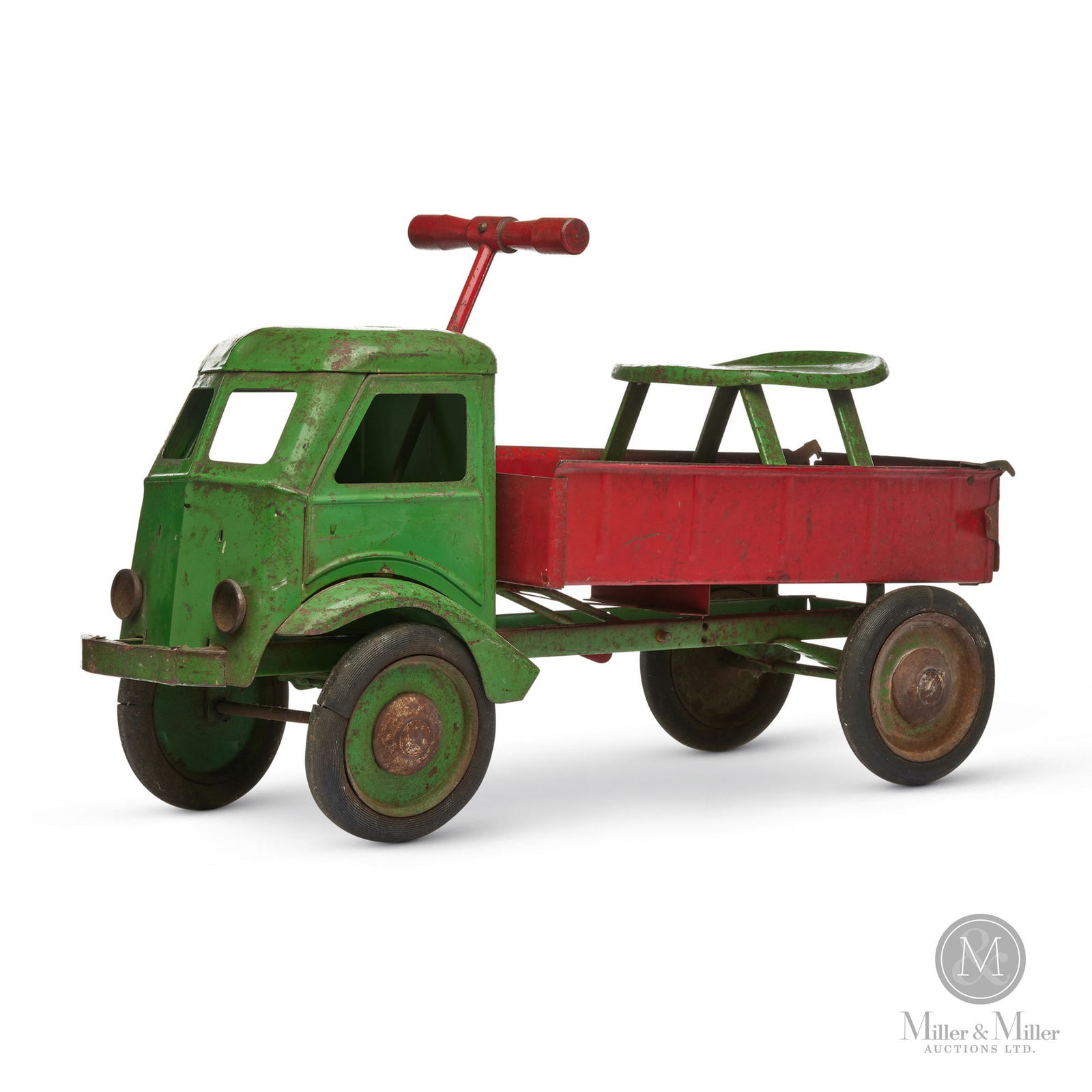 Keystone Ride 'Em Dump Truck: American. 1930s. Made by the Keystone Mfg. Co., Boston. The company trademarked the phrase "RIDE 'EM" in 1932. Marked, on side of dump bin. Size 15" x 25" x 9.5". Condition Significant wear throughout