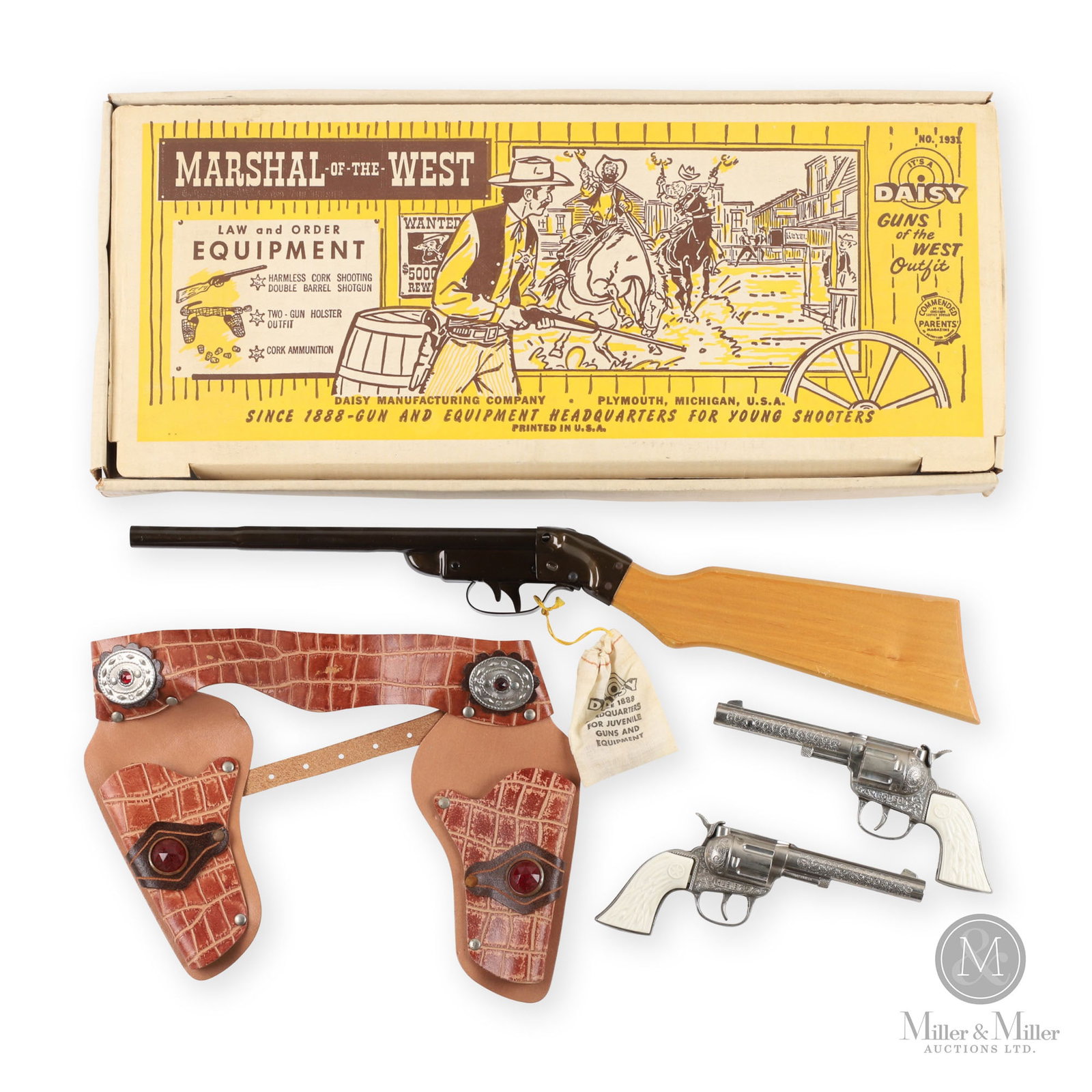 Daisy "Marshal of the West" Gun Outfit: American. 1950s. Daisy is best known for making inexpensive toy guns for "young shooters". The company is also perhaps best known for the Red Ryder BB Gun in the movie "A Christmas Story" (the movie w