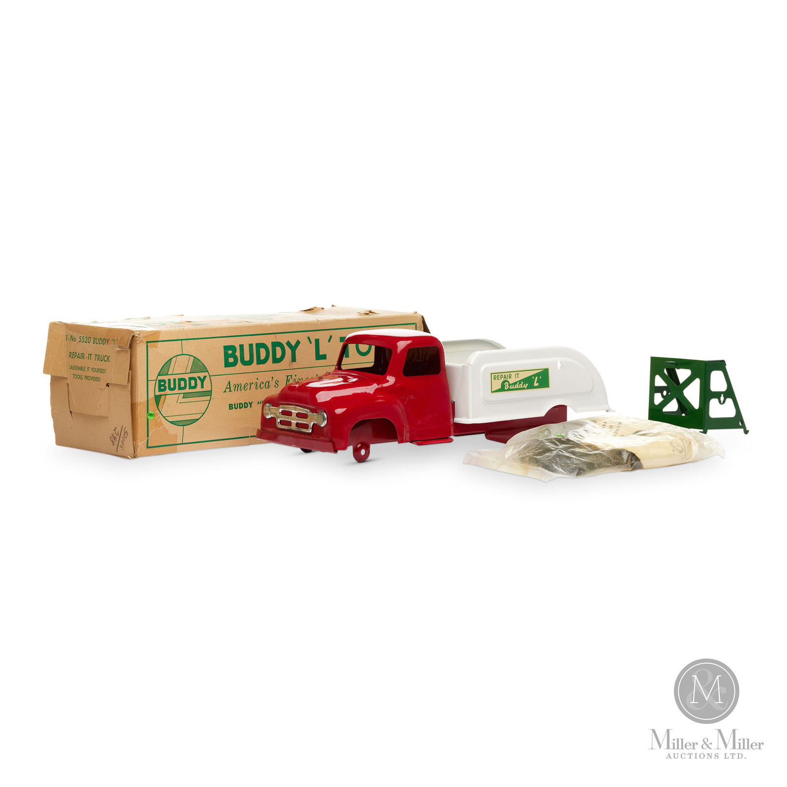 Buddy 'L' No. 5520 Repair It Wrecker Service Truck: American. 1950s. This is a Mint Toy, not to be missed. Buddy L was made by the Moline Pressed Steel Company in Illinois. The founder (Fred Lundahl) wanted to make toys that were new, different, and du