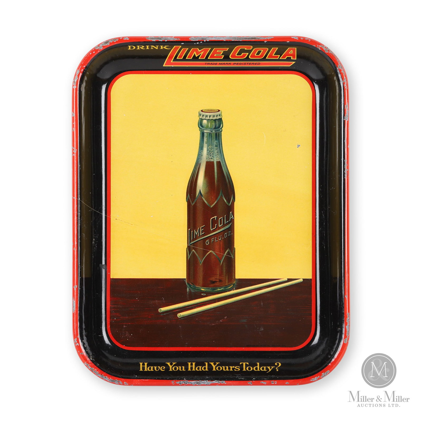 Lime Cola Serving Tray: American. 1920s. Lithographed tin. 13.25" x 10.5" x 1". From the late John (Don) Ferguson Collection.
