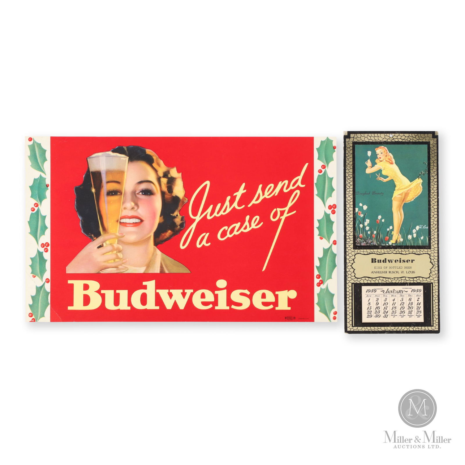Budweiser 1939 Calendar & Trolley Card Sign (1 of 10)
