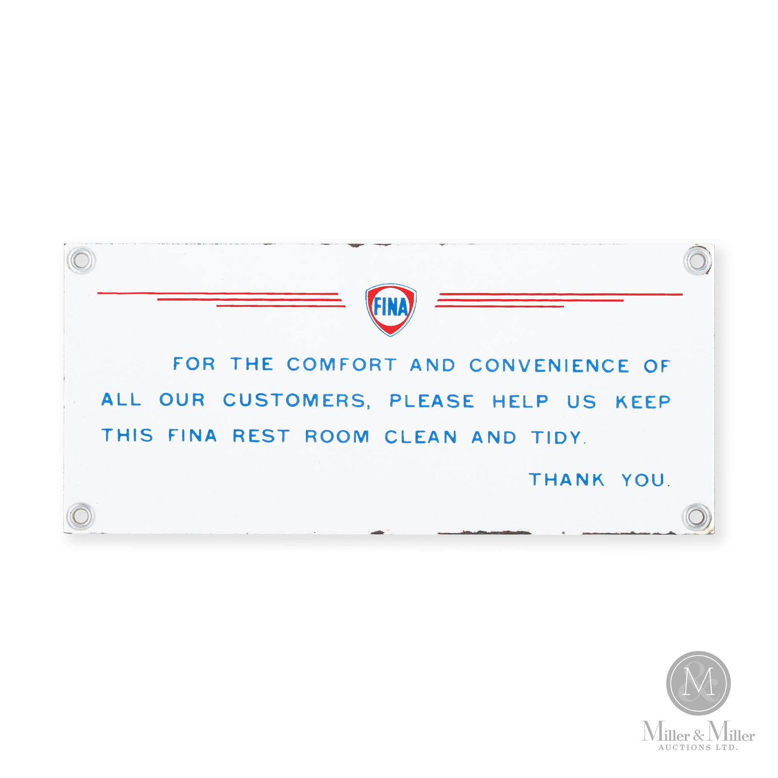 Fina Service Station Rest Room Courtesy Sign (1 of 4)