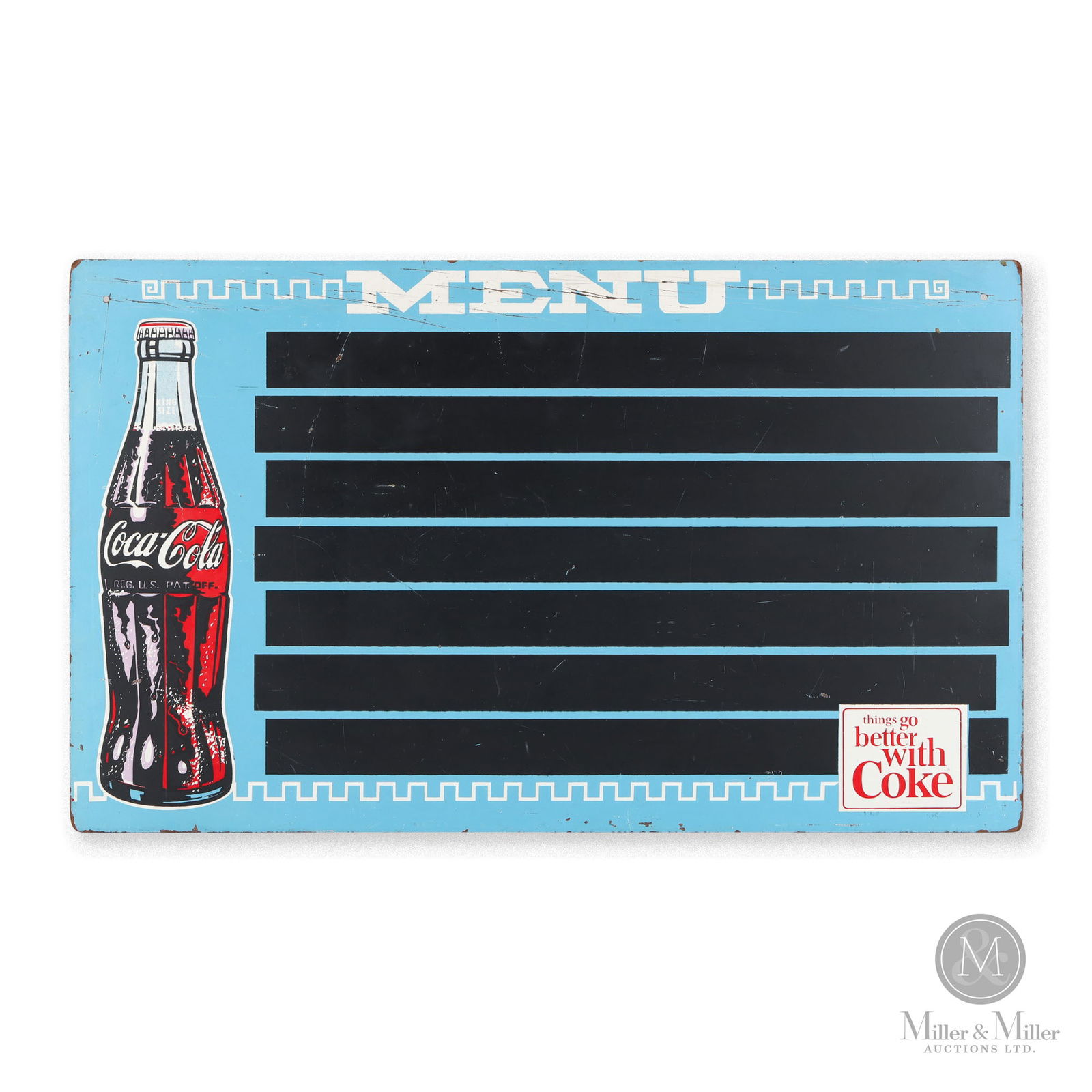 Coca-Cola "Things Go Better with Coke' Chalkboard: American. 1960s. Masonite. 18" x 30" x 0.25". From a Private Toronto Collection.