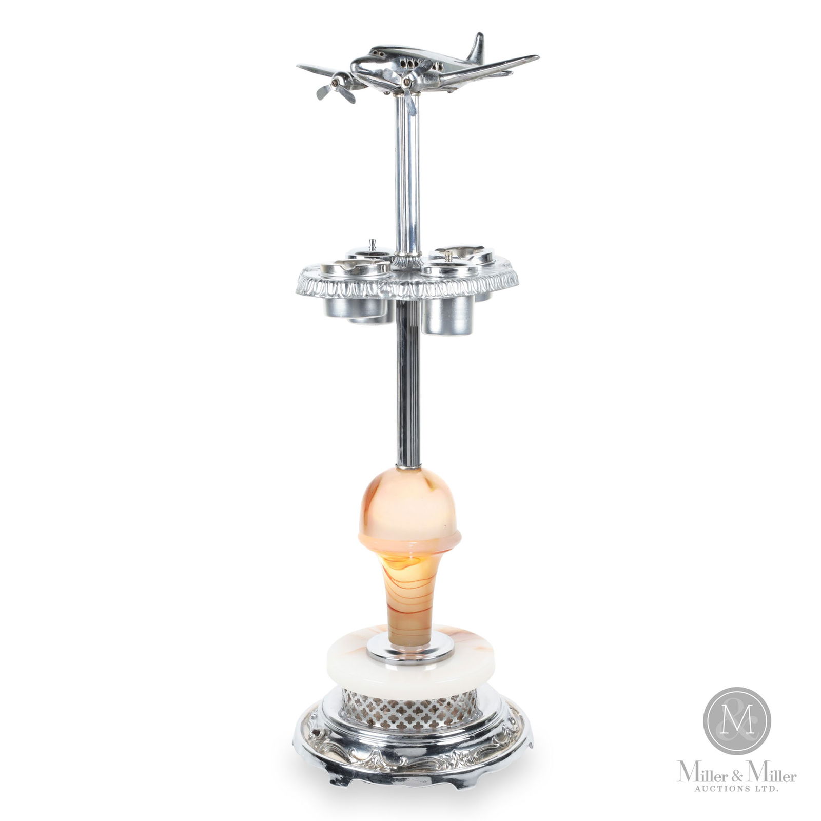 Chrome DC-3 Airplane Stand Ashtray (1 of 9)