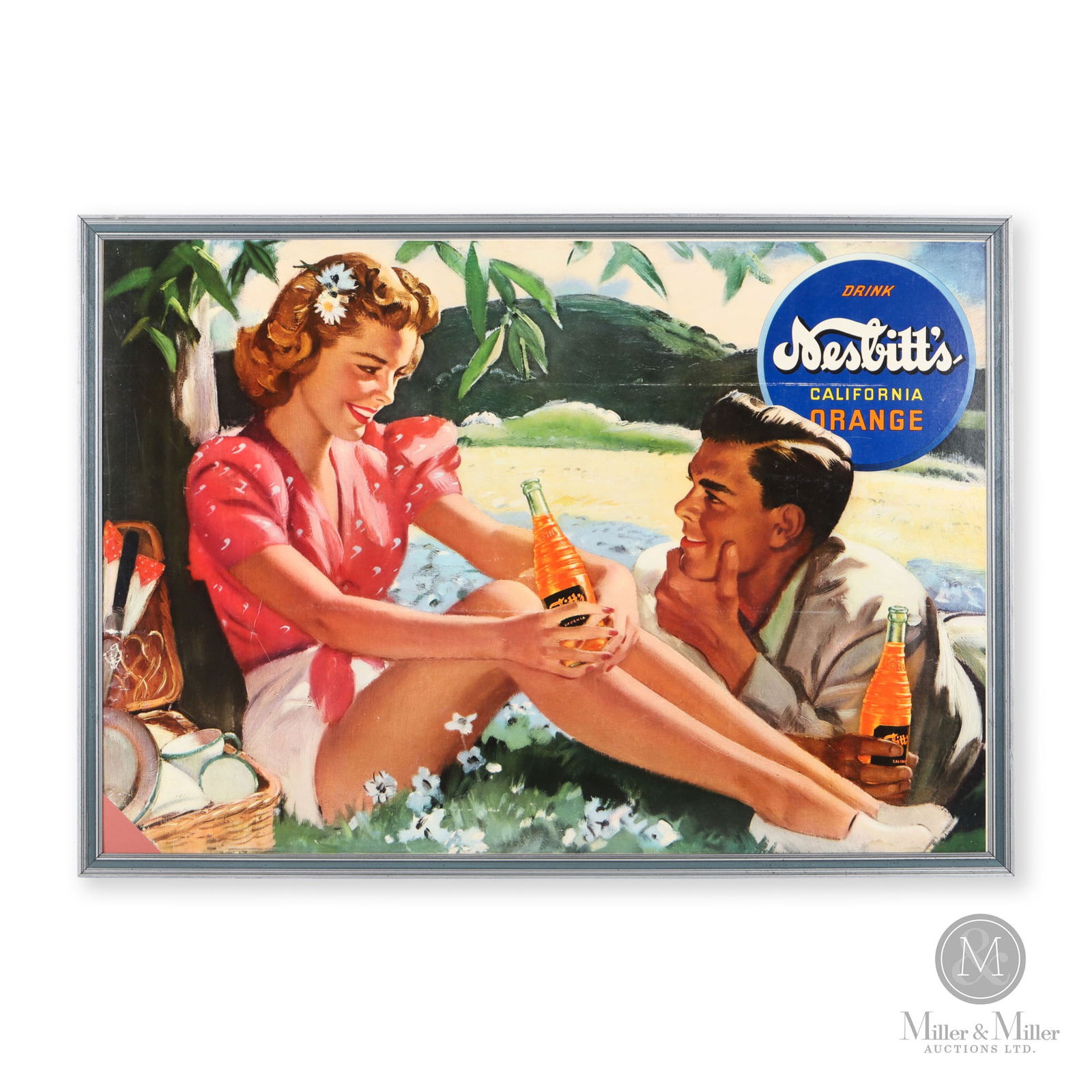 Nesbitt's Orange "Picnic Scene" Cardboard Poster (1 of 4)