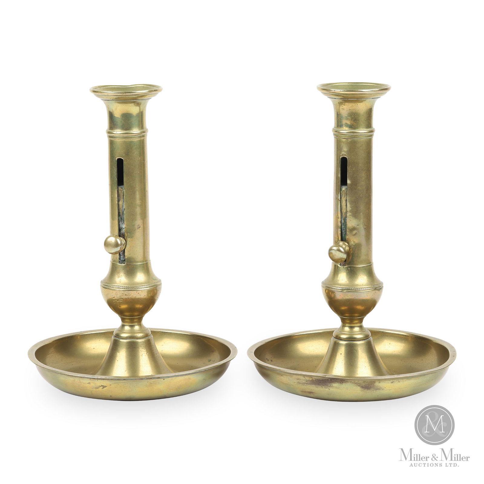 Pair of Brass Saucer Base Candlesticks (1 of 7)
