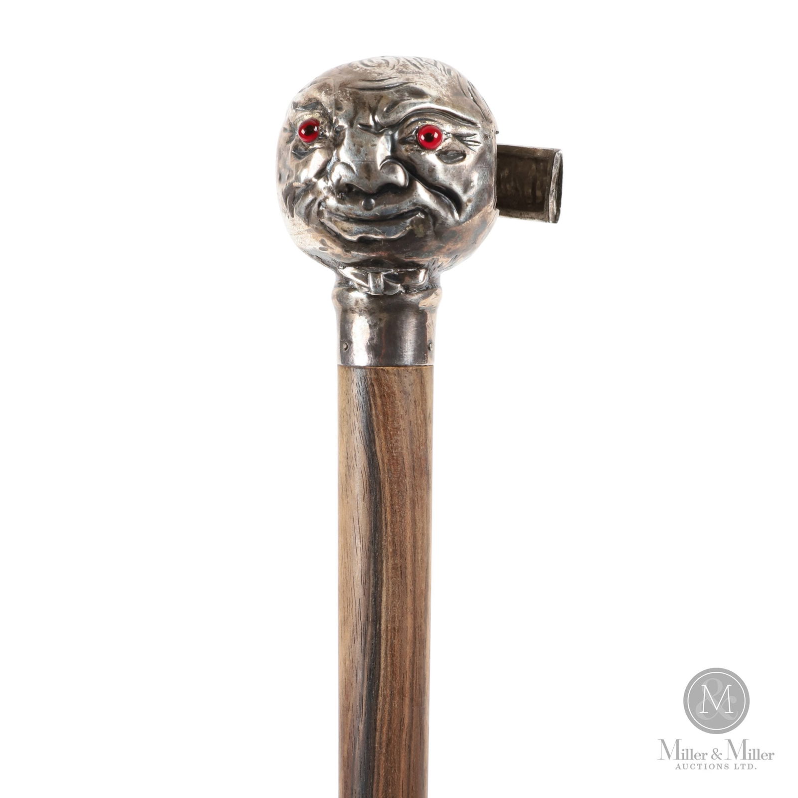 Chased Silver Snuff Holder Walking Stick (1 of 10)