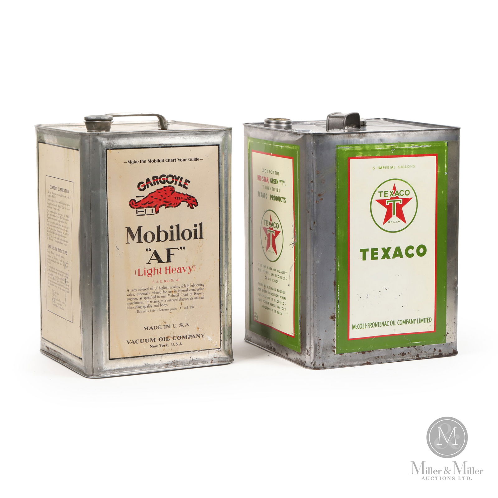 Texaco & Gargoyle Mobiloil "AF" Motor Oil 5 Gallon Tins (1 of 11)